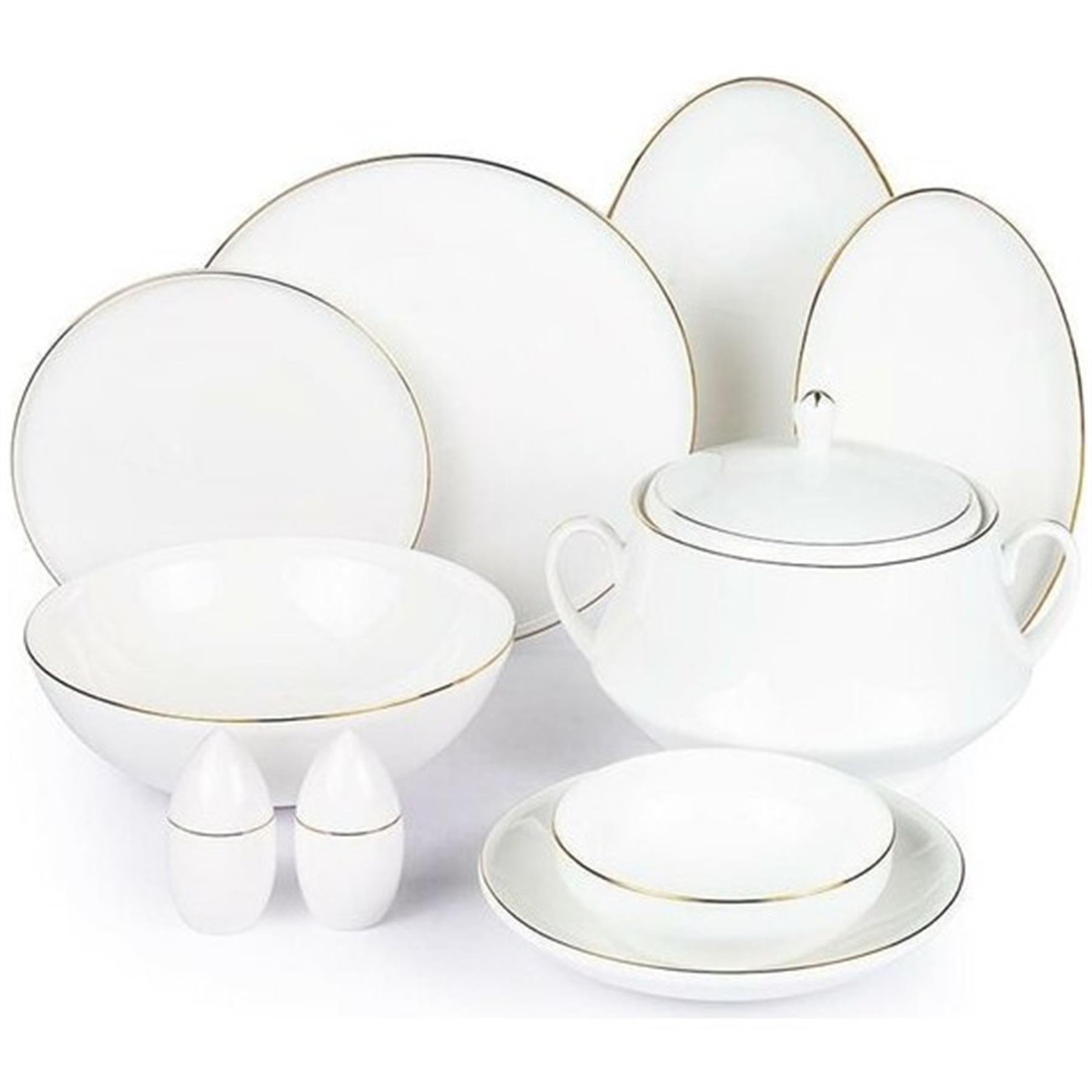 Gold Shine Bone China 12 Kişilik 55 Parça Porselen Yemek Takımı