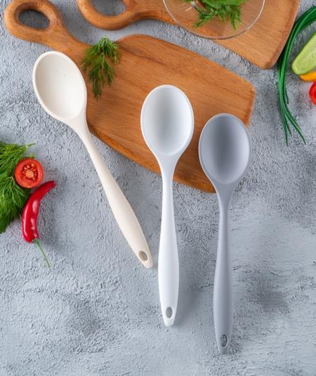 Gri Silikon Kaşık - 27 cm / 1 Adet