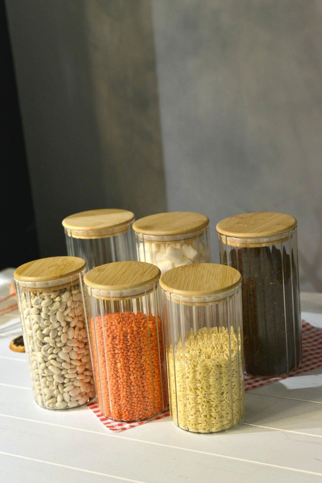 Jack Bambu Kapaklı Borosilikat Cam Kavanoz - 3 Adet 900 ML + (3 Adet 600 ML Hediyedir!)