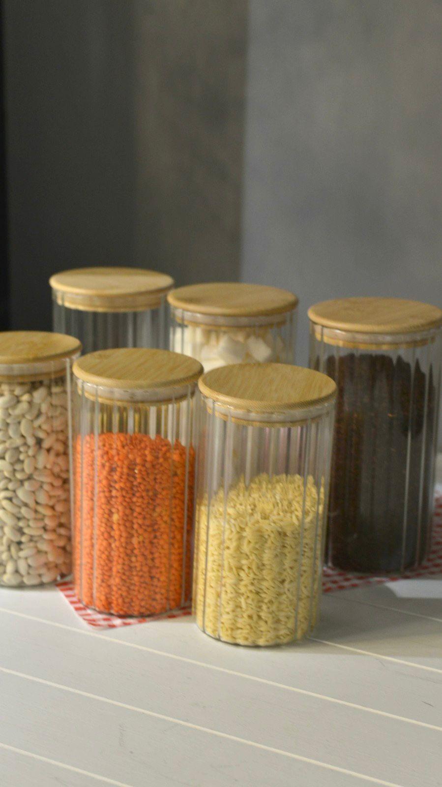 Jack Bambu Kapaklı Borosilikat Cam Kavanoz - 3 Adet 900 ML + (3 Adet 600 ML Hediyedir!)