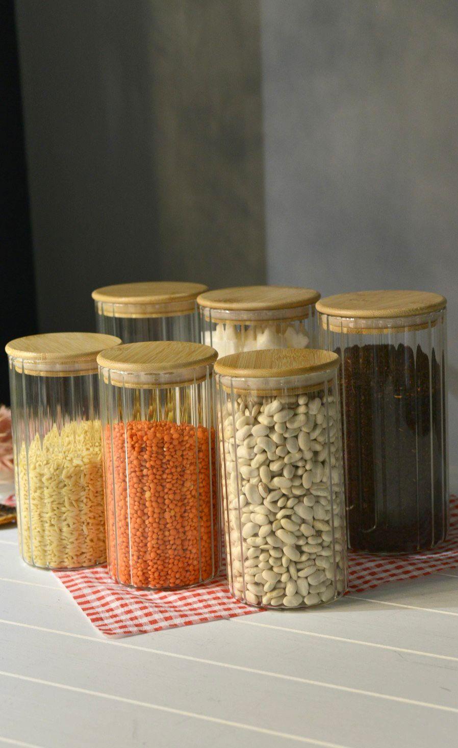 Jack Bambu Kapaklı Borosilikat Cam Kavanoz - 3 Adet 900 ML + (3 Adet 600 ML Hediyedir!)