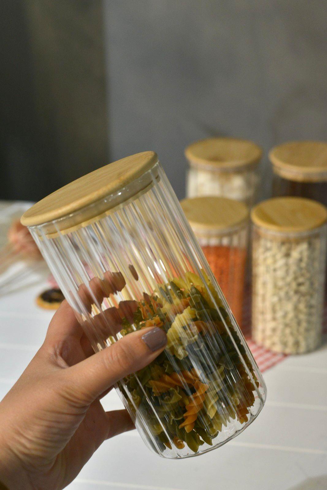 Jack Bambu Kapaklı Borosilikat Cam Kavanoz - 3 Adet 900 ML + (3 Adet 600 ML Hediyedir!)