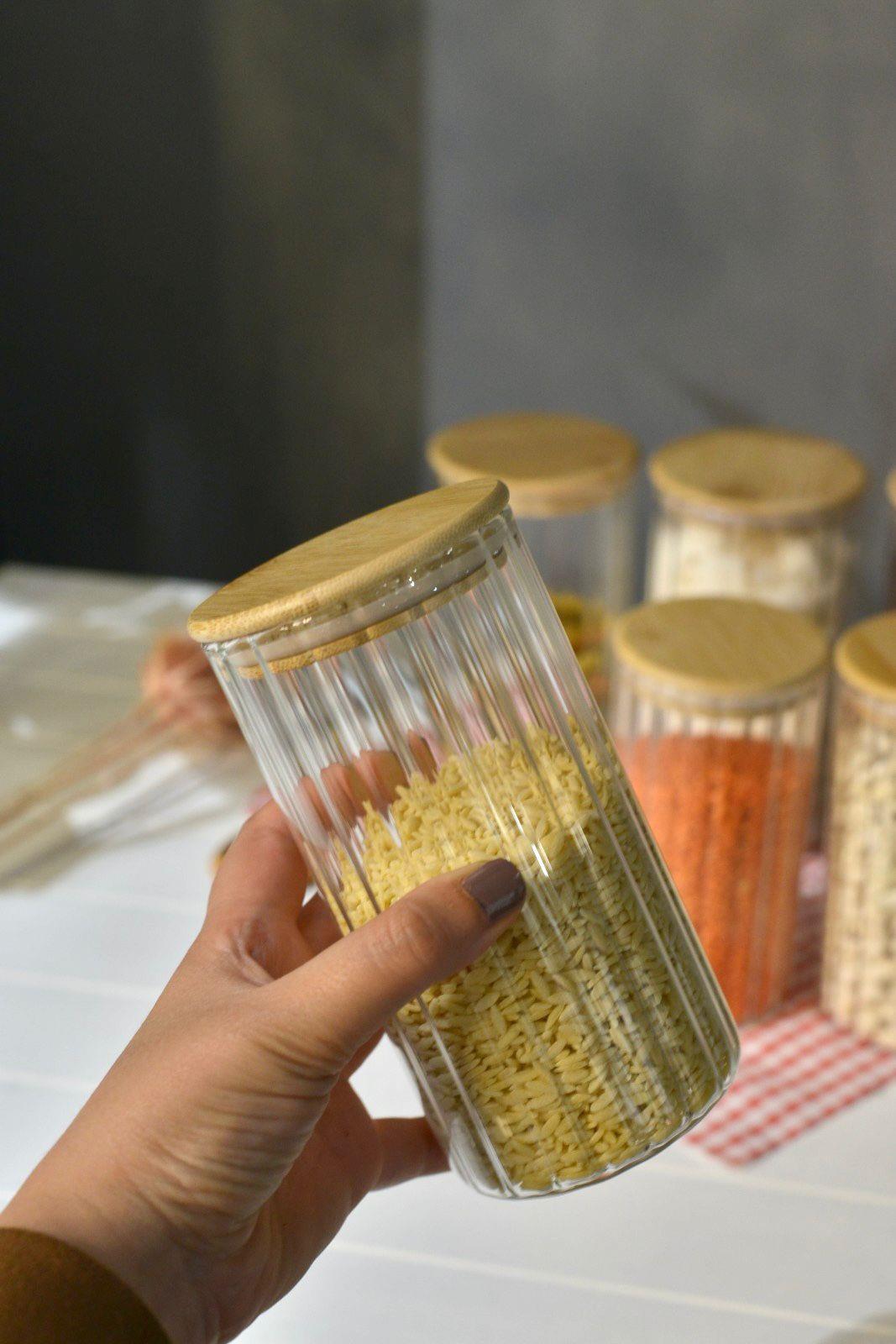 Jack Bambu Kapaklı Borosilikat Cam Kavanoz - 3 Adet 900 ML + (3 Adet 600 ML Hediyedir!)