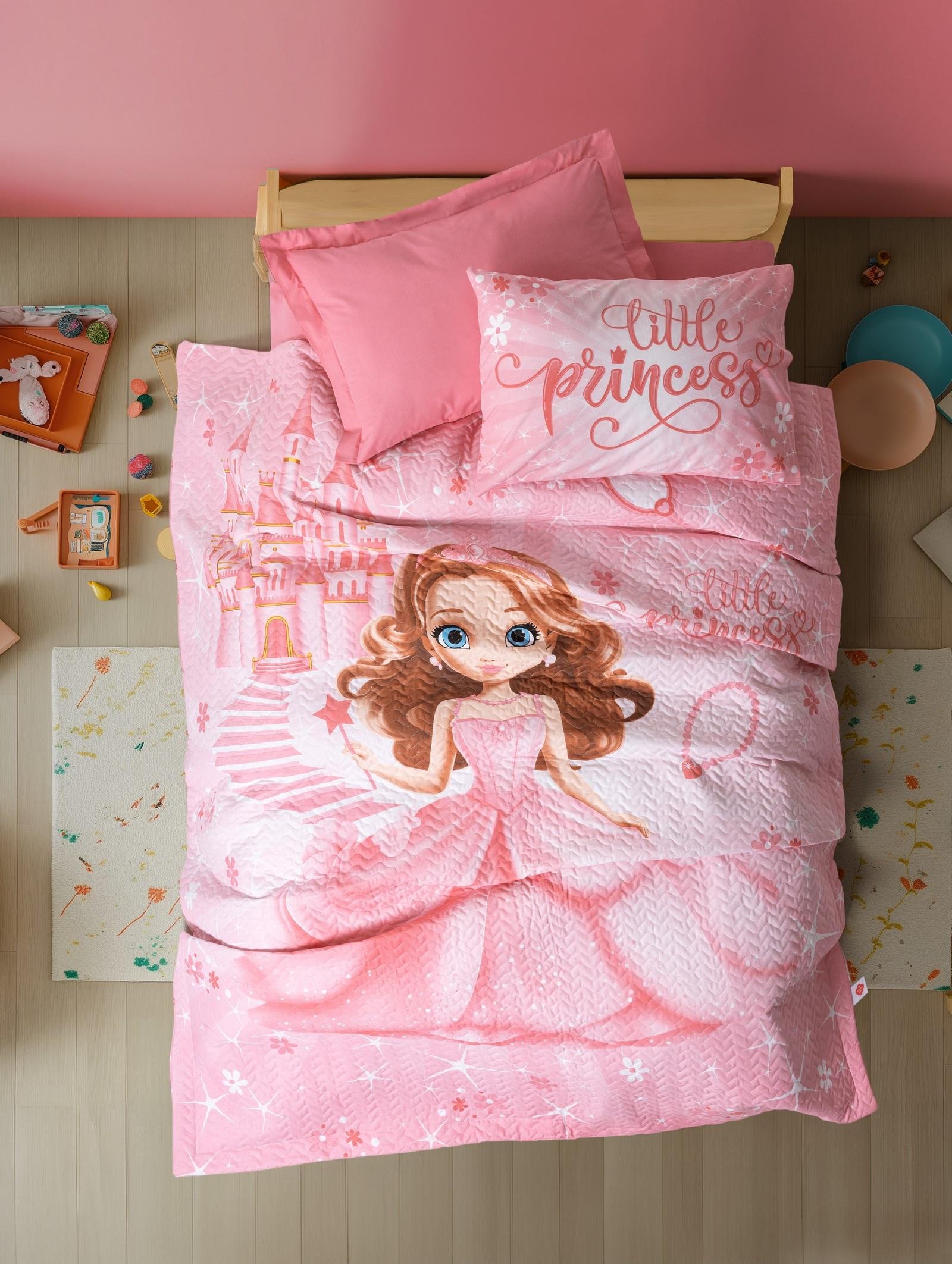 Junior Tek Kişilik Lastikli Çarşaflı Nevresim Takımı Gimbiya Pembe