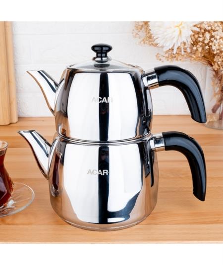 Karat Perla Deluxe Çelik Çaydanlık Takımı - Orta Boy