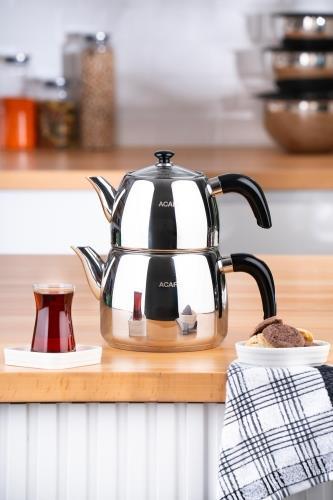 Karat Perla Deluxe Çelik Çaydanlık Takımı - Orta Boy