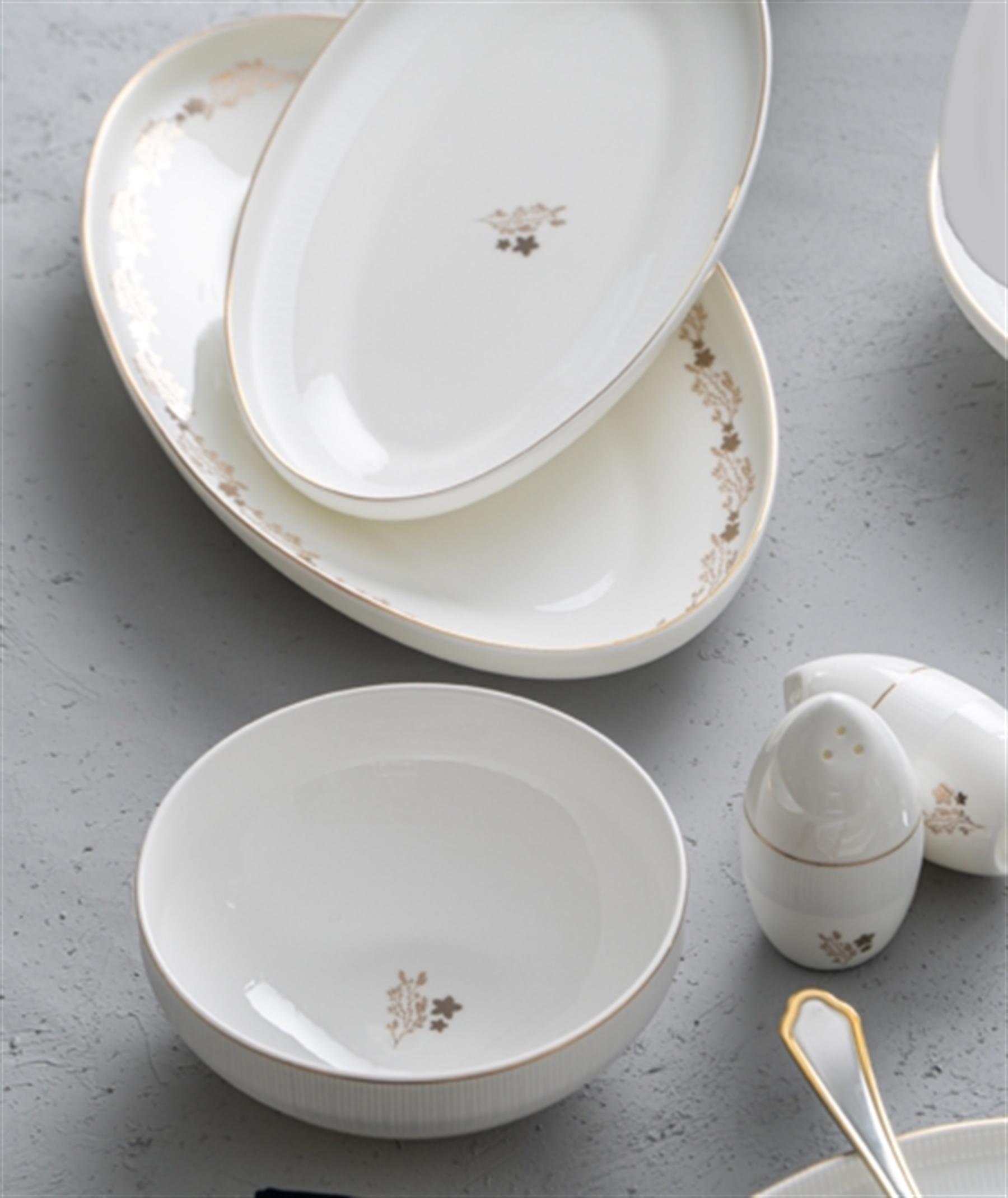 Kiara Gold 57 Parça Porselen 12 Kişilik Yemek Takımı