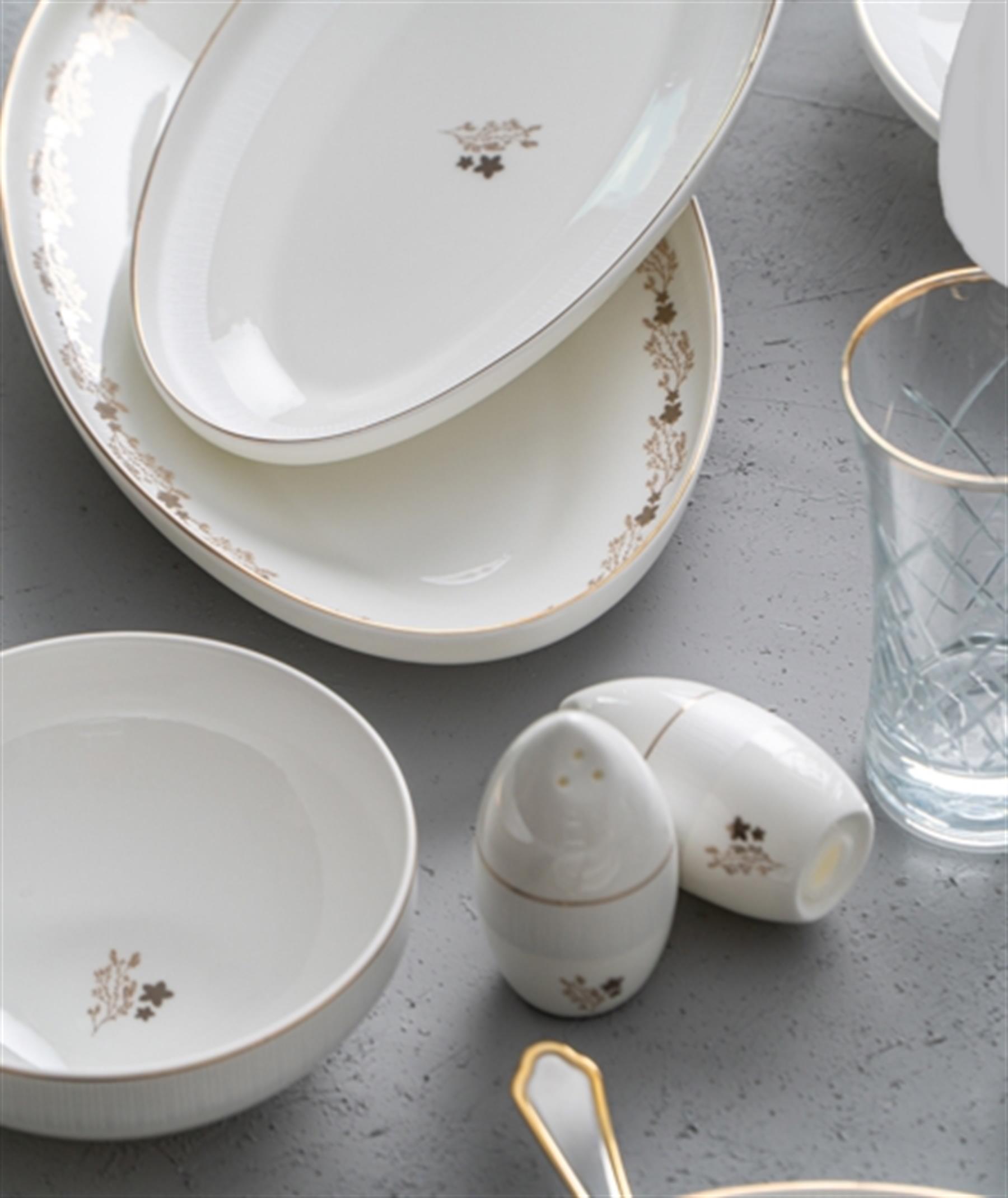 Kiara Gold 57 Parça Porselen 12 Kişilik Yemek Takımı