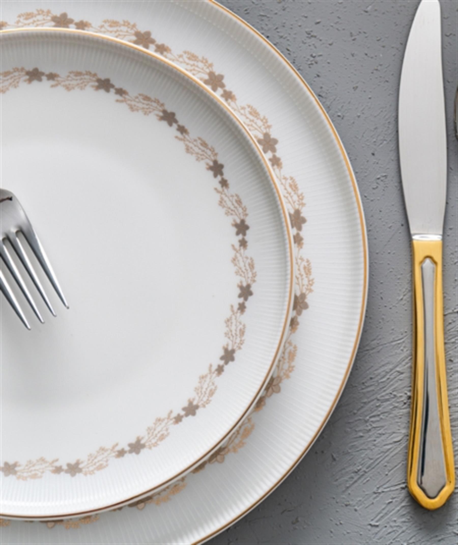 Kiara Gold 57 Parça Porselen 12 Kişilik Yemek Takımı
