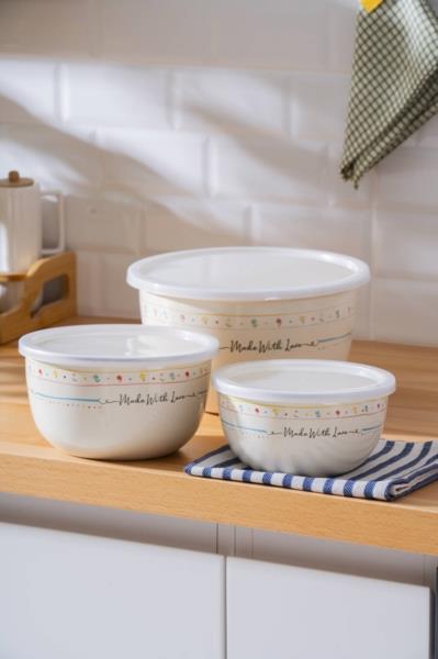 Made With Love Emaye 3 lü Saklama ve Karıştırma Kabı