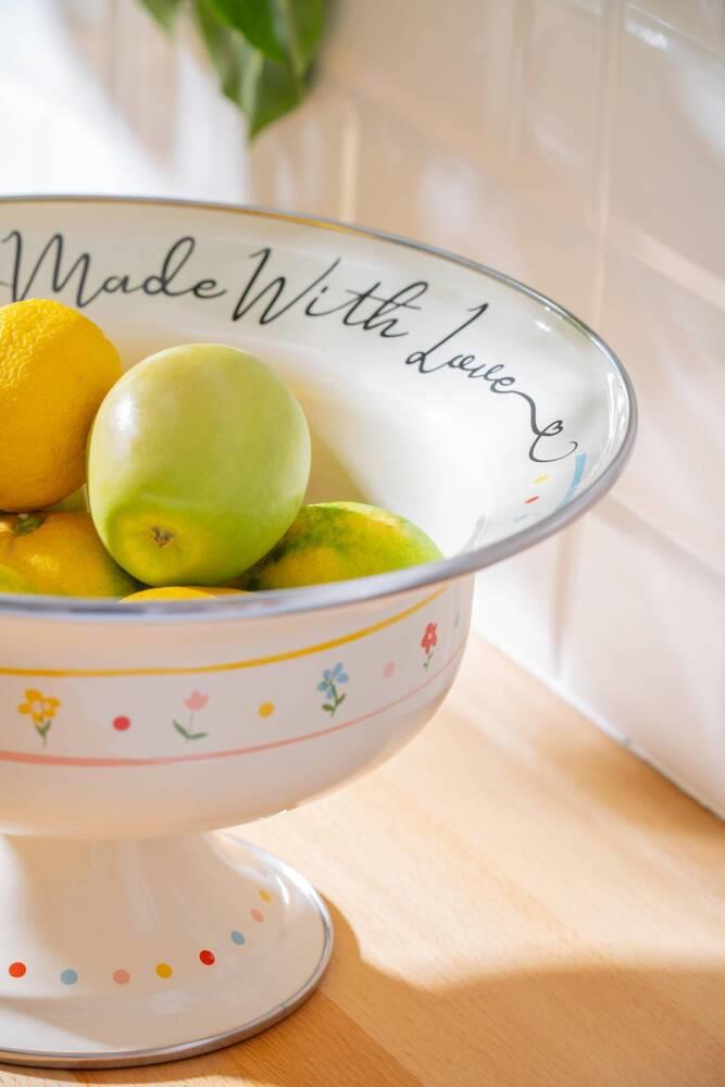 Made With Love Emaye Ayaklı Meyvelik - 28 cm