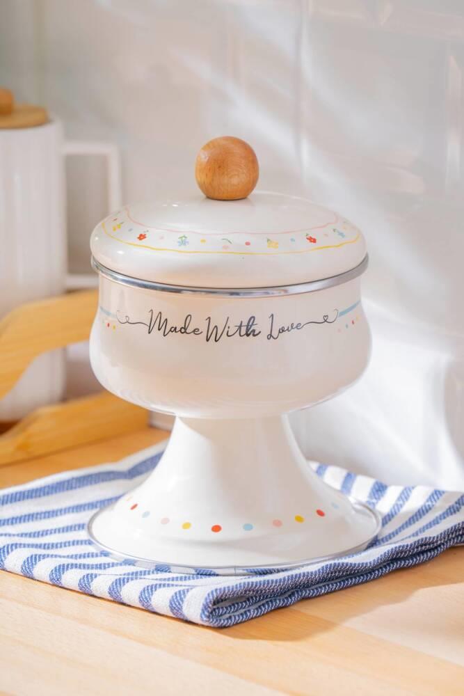 Made With Love Emaye Ayaklı Şekerlik - 12 cm