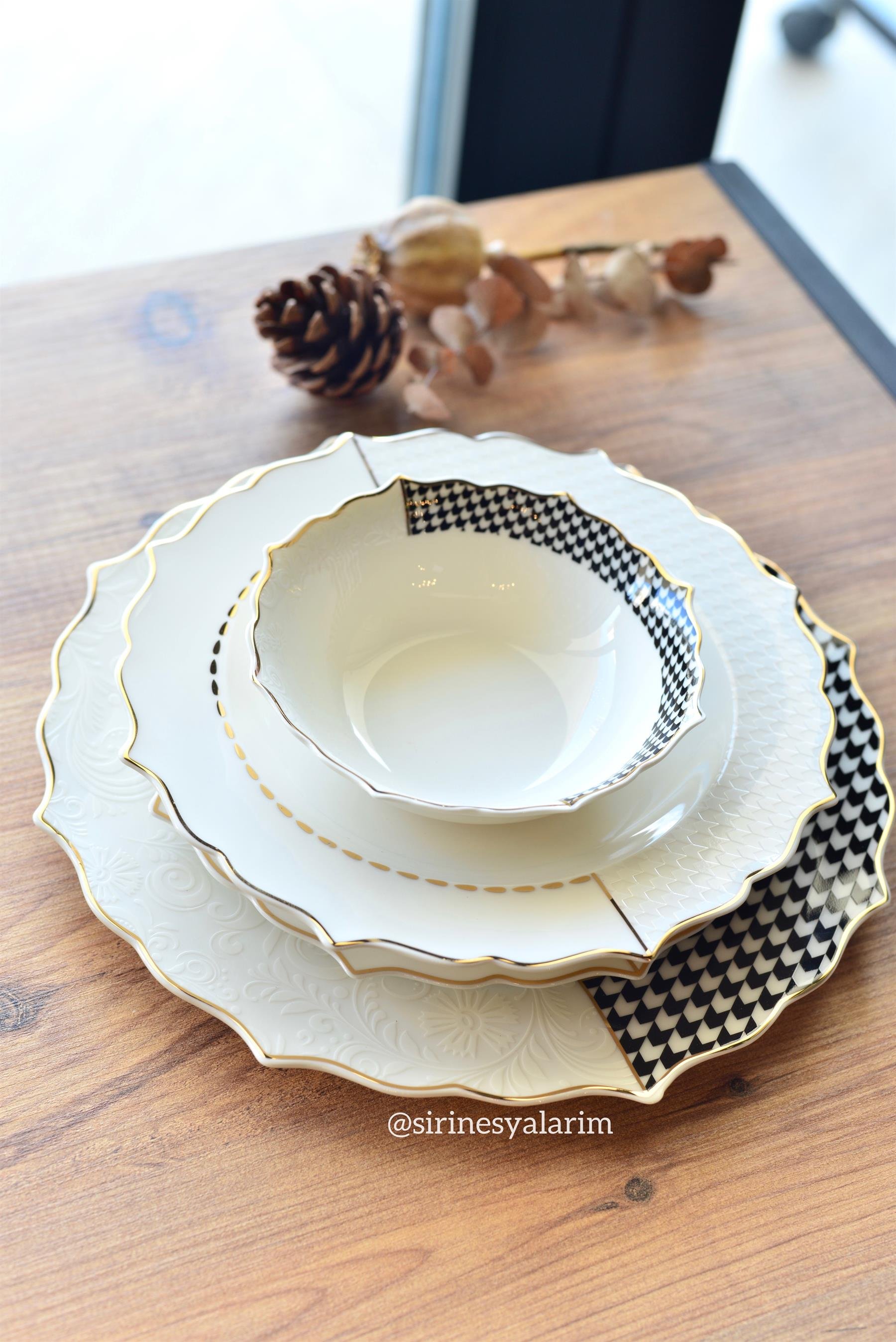 Margaret 24 Parça Porselen 6 Kişilik Yemek Takımı