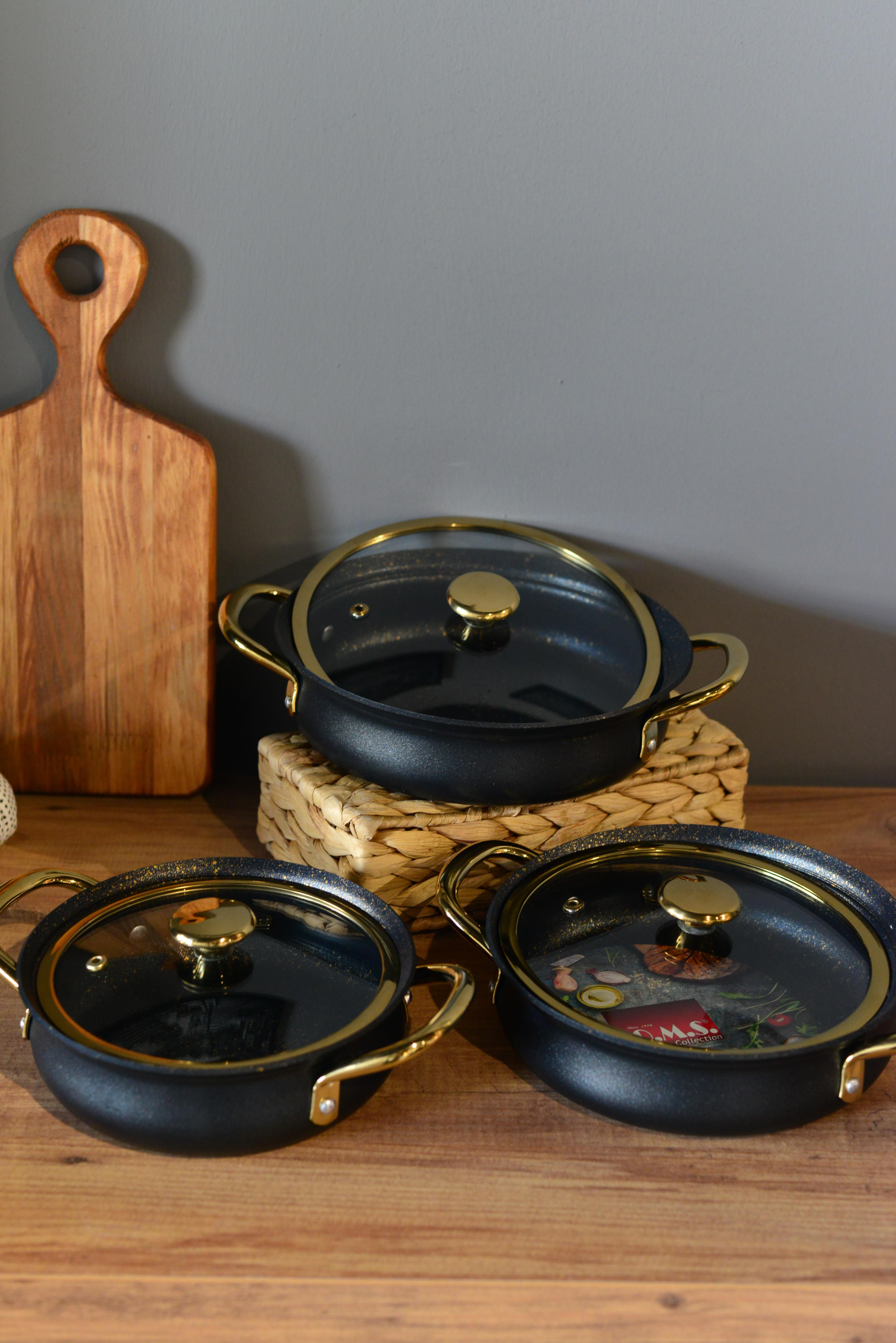 Meridian Siyah 3 Lü Granit Sahan Set