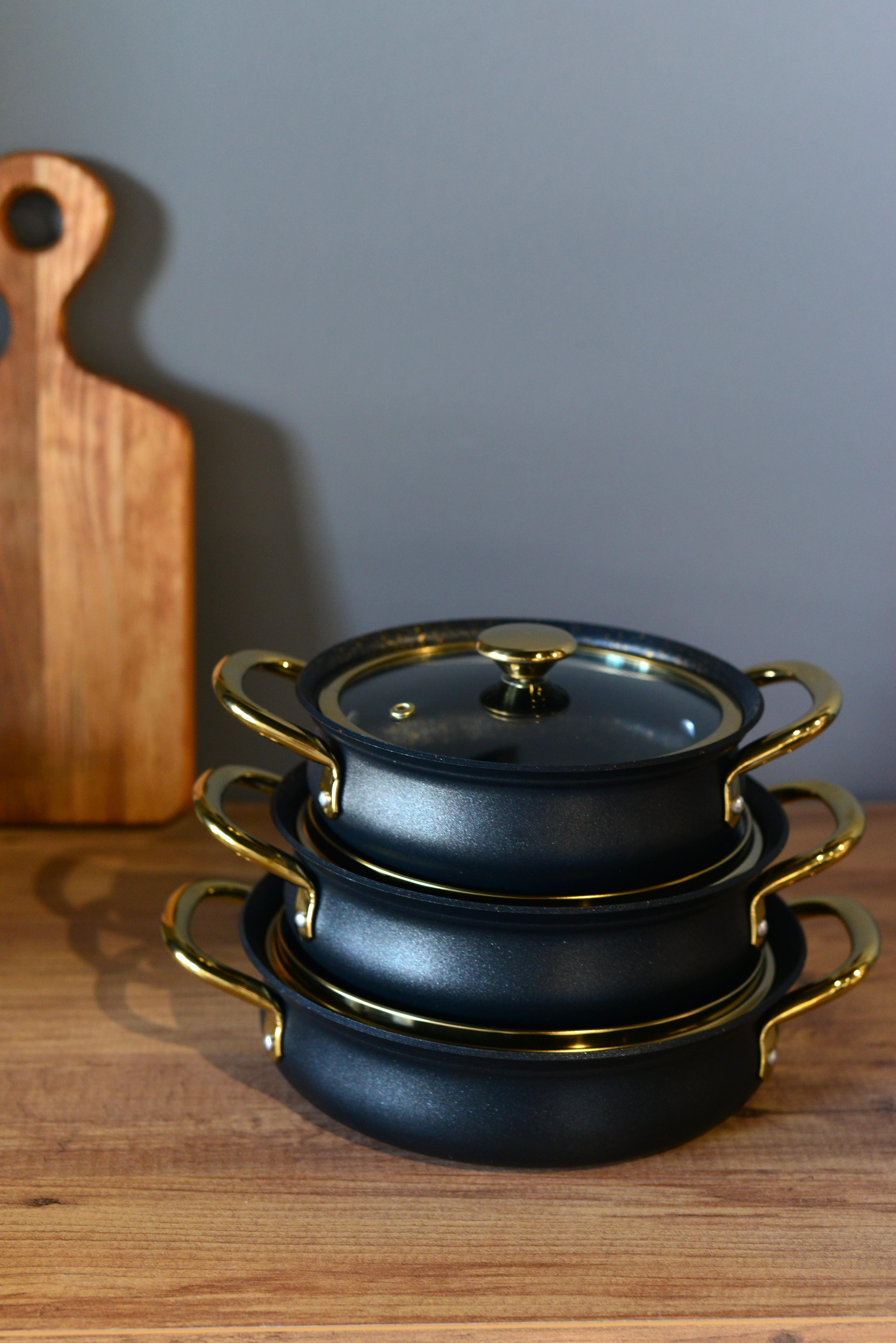 Meridian Siyah 3 Lü Granit Sahan Set