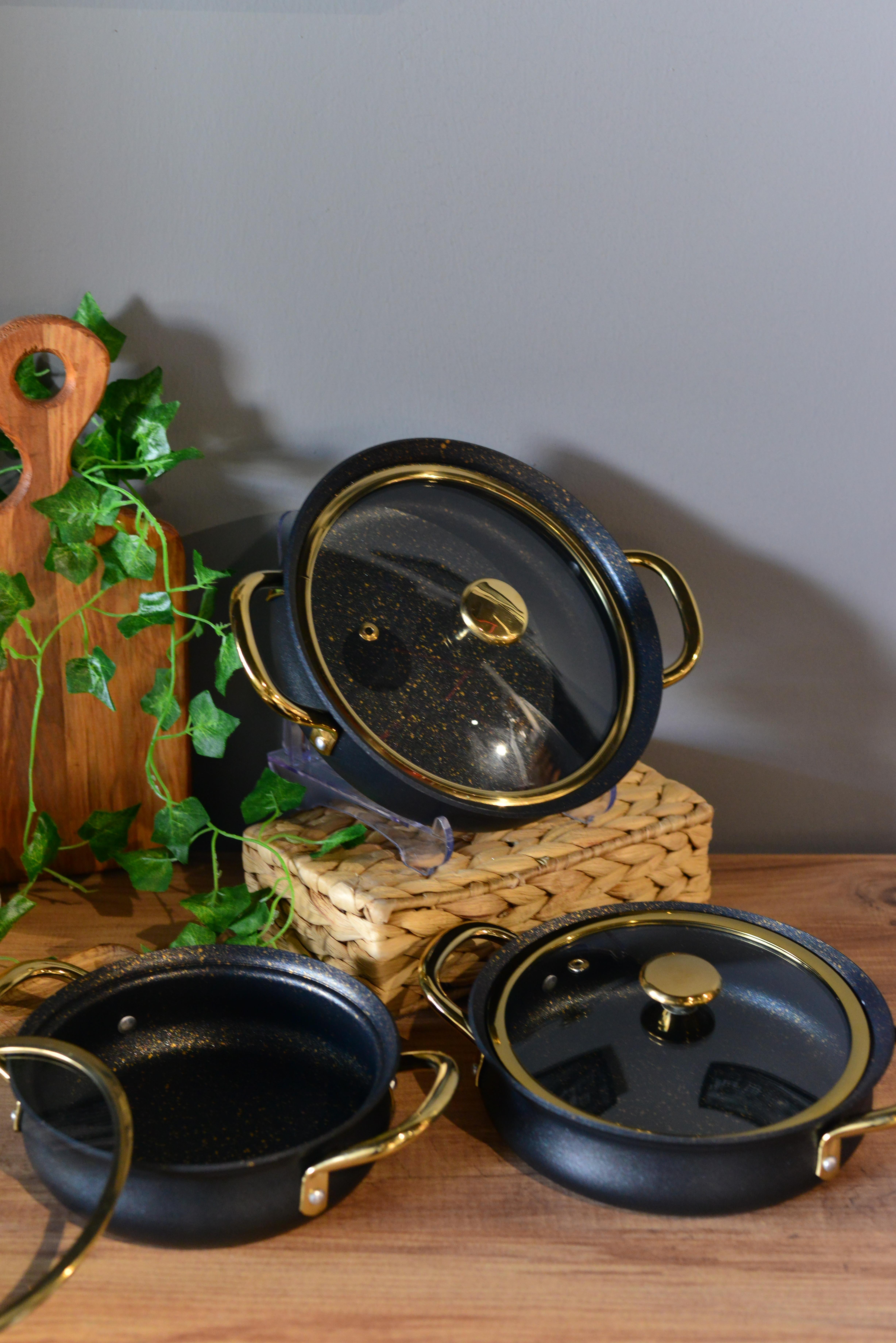 Meridian Siyah 3 Lü Granit Sahan Set