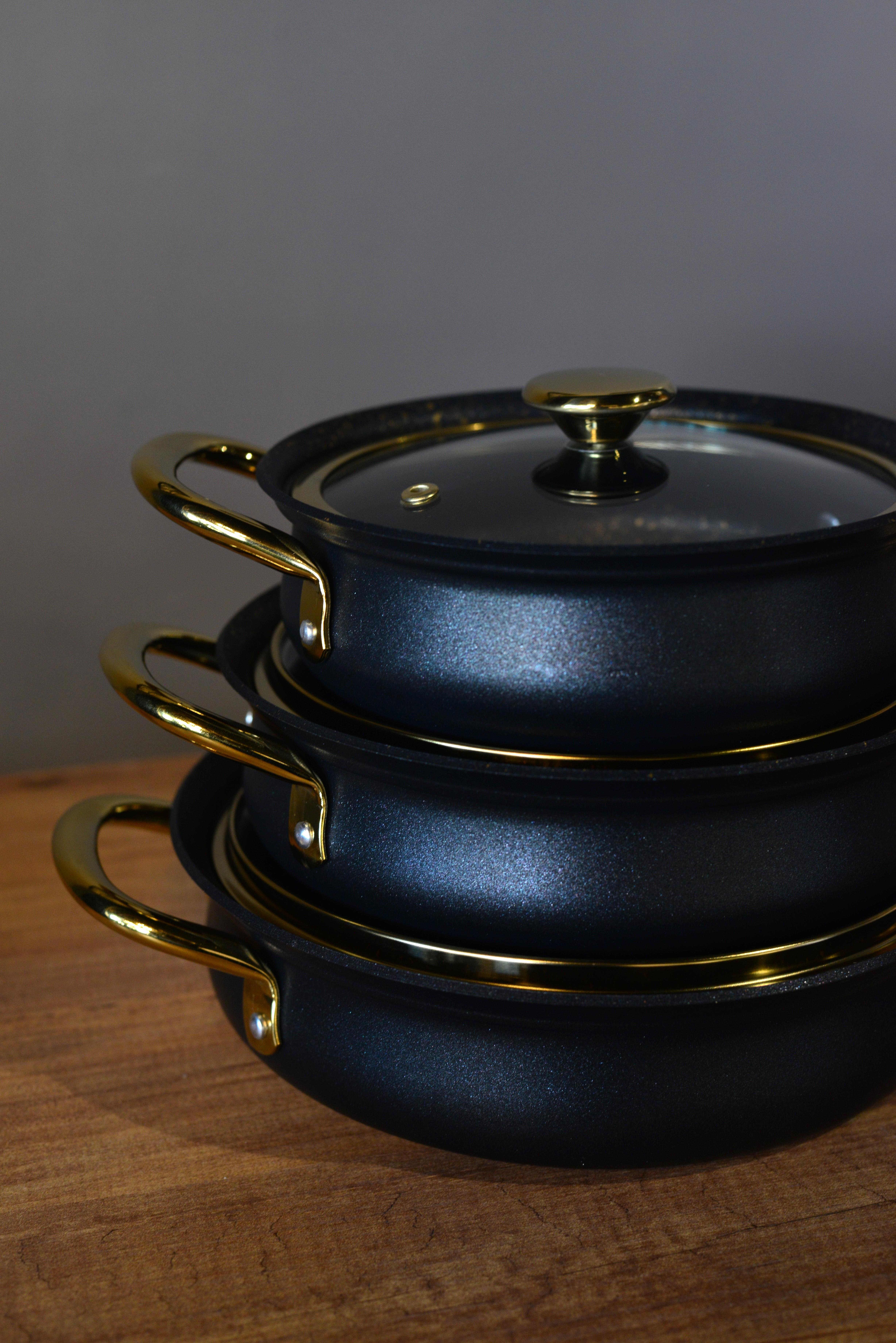 Meridian Siyah 3 Lü Granit Sahan Set