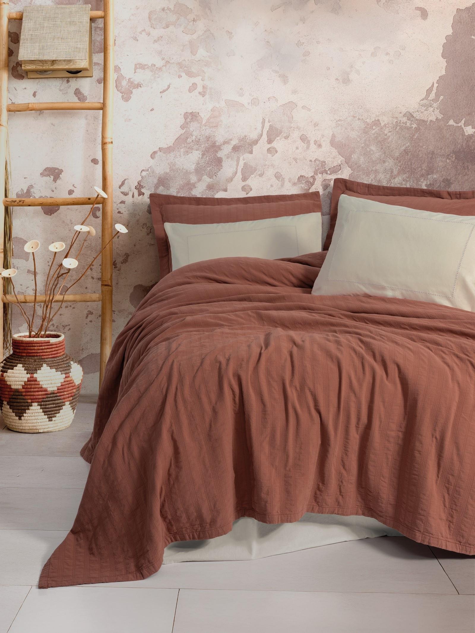 Natura Çift Kişilik Yatak Örtüsü/Pike Takımı Vilo Kiremit