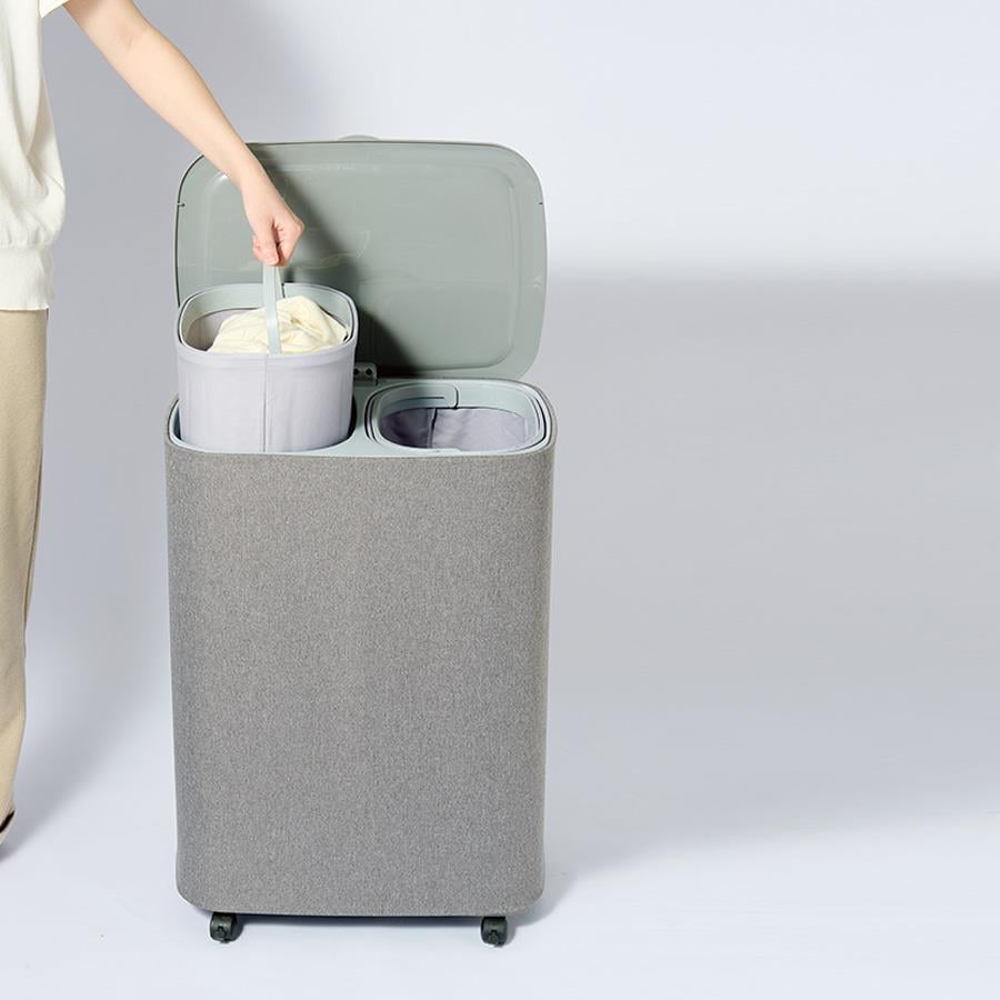 New Garb 50 Lt Çift Bölmeli Çamaşır Sepeti