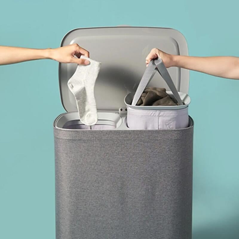 New Garb 50 Lt Çift Bölmeli Çamaşır Sepeti