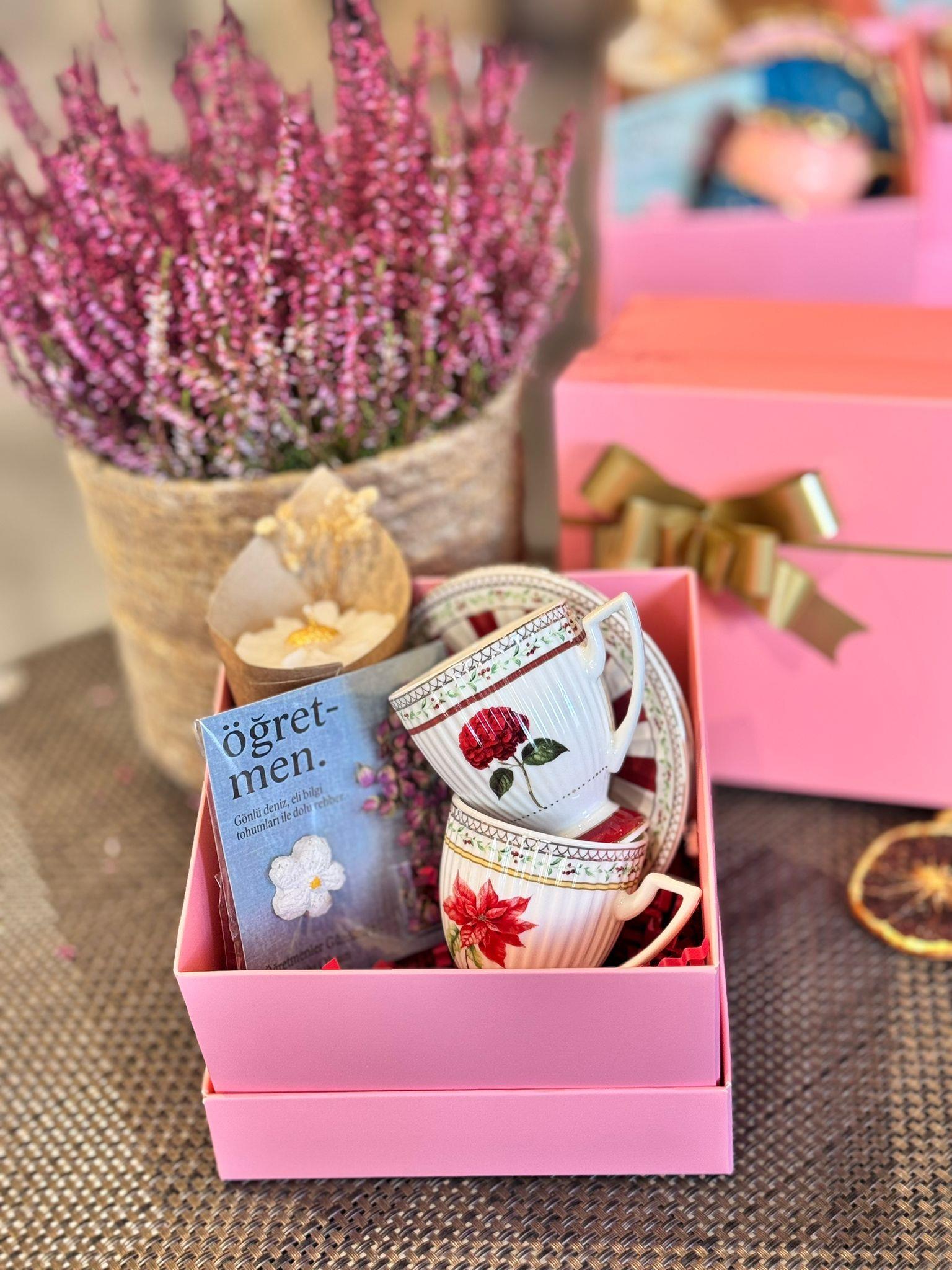 Öğretmenler Günü Özel 2 Kişilik Porselen Kahve Fincanı Takımı - 90 ml