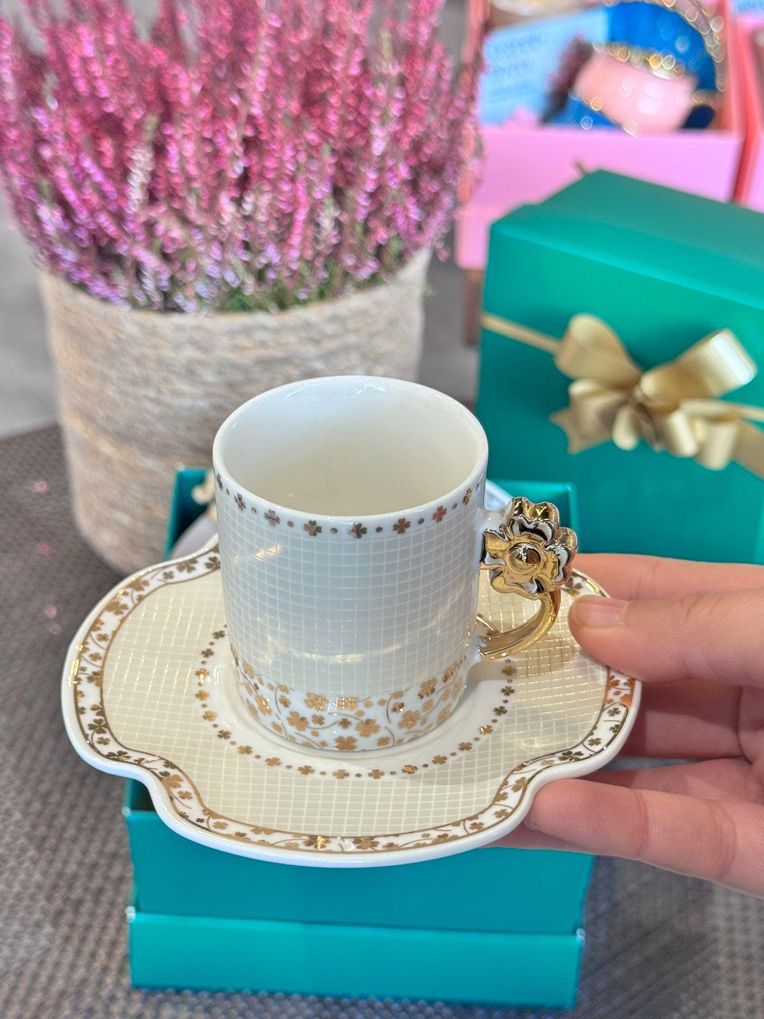 Öğretmenler Günü Özel 2 Kişilik Porselen Kahve Fincanı Takımı - 90 ml