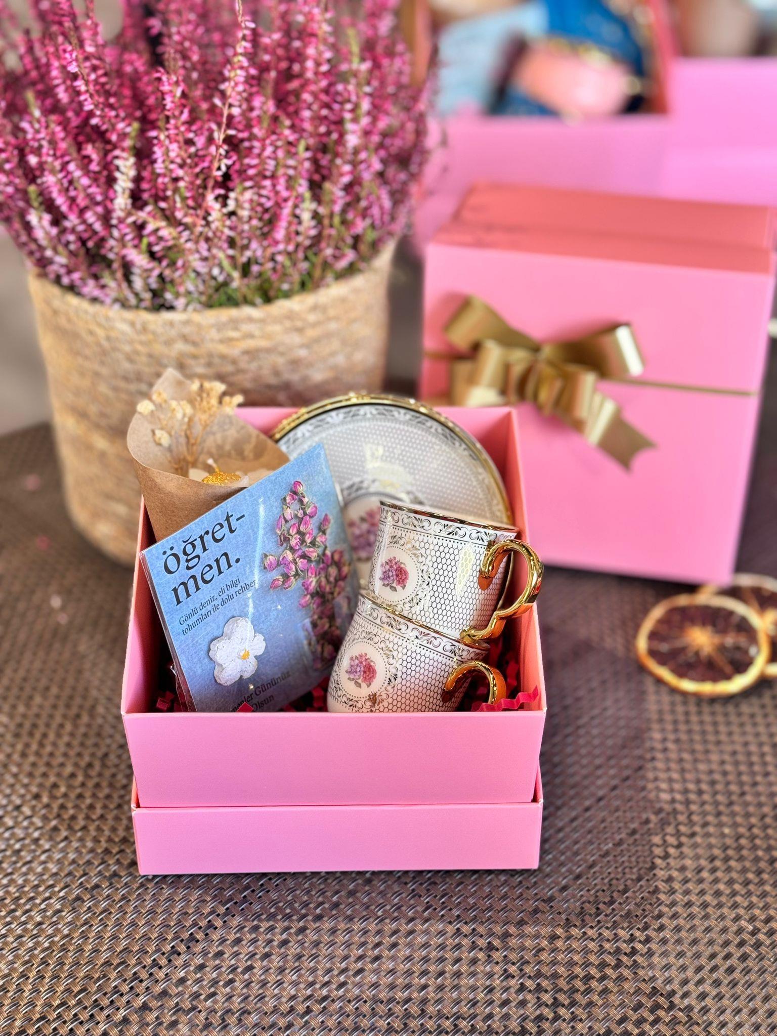 Öğretmenler Günü Özel 2 Kişilik Porselen Kahve Fincanı Takımı - 90 ml