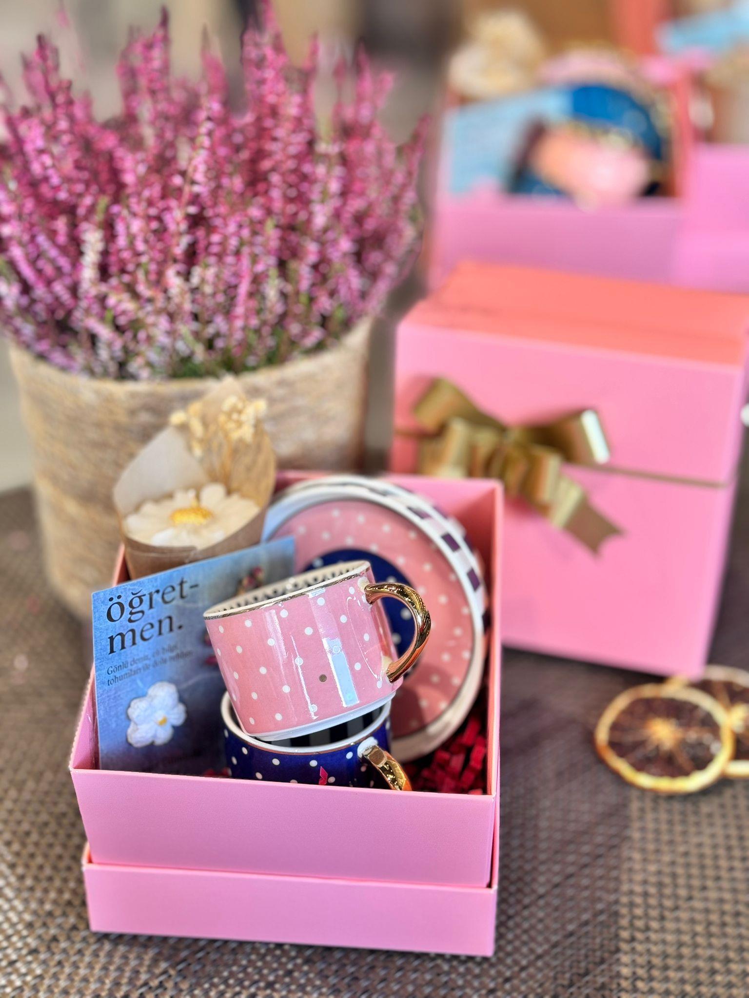 Öğretmenler Günü Özel 2 Kişilik Porselen Kahve Fincanı Takımı - 90 ml