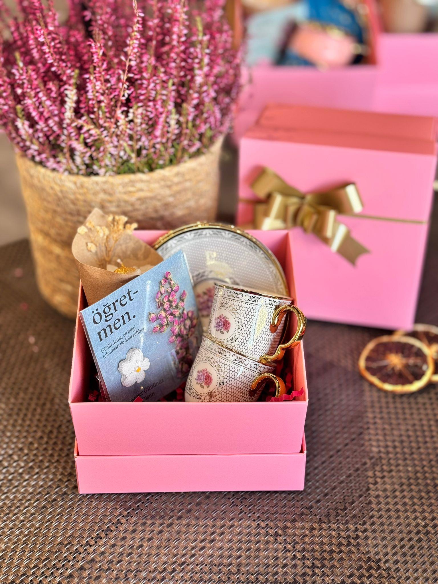 Öğretmenler Günü Özel 2 Kişilik Porselen Kahve Fincanı Takımı - 90 ml