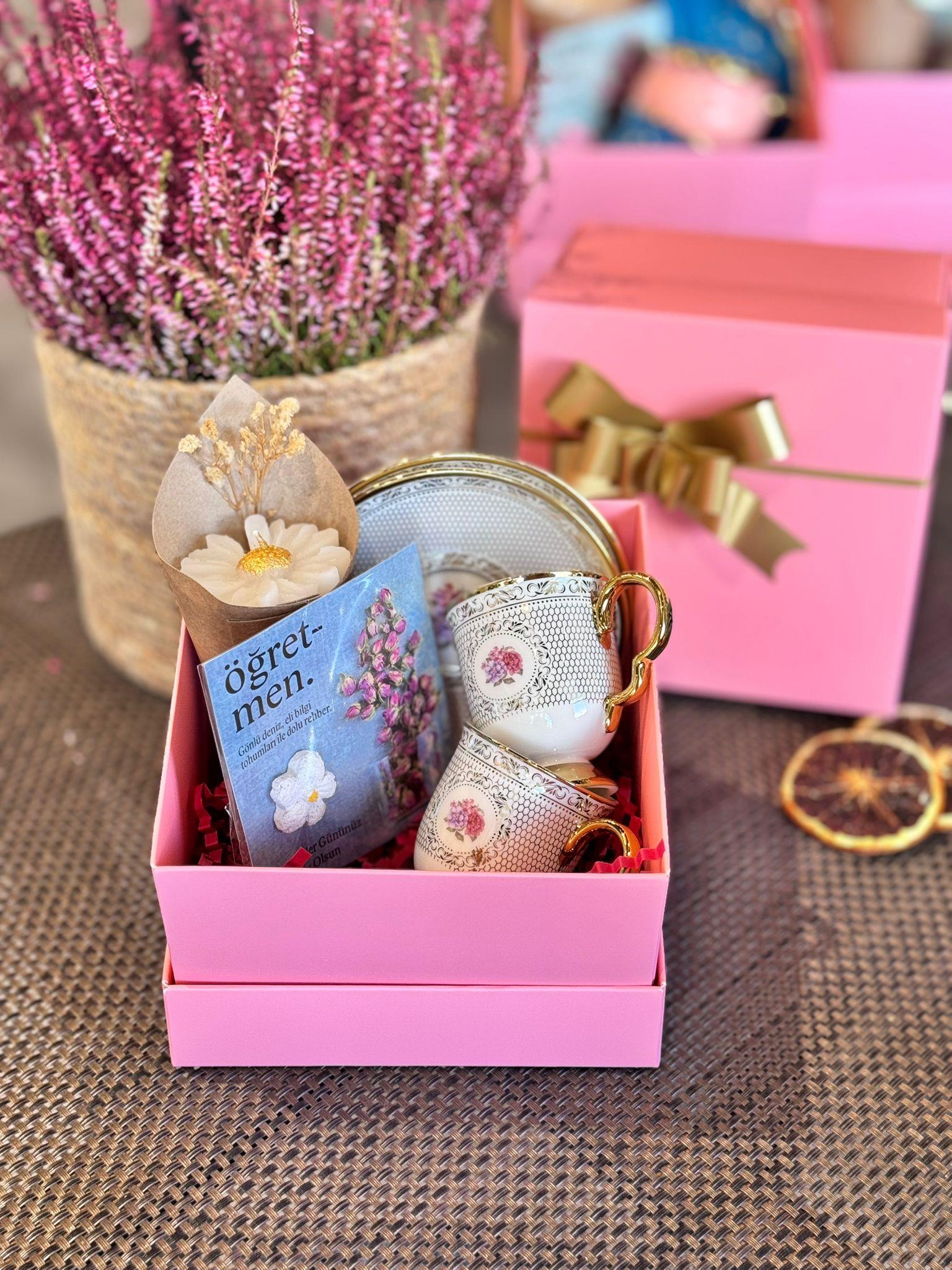 Öğretmenler Günü Özel 2 Kişilik Porselen Kahve Fincanı Takımı - 90 ml