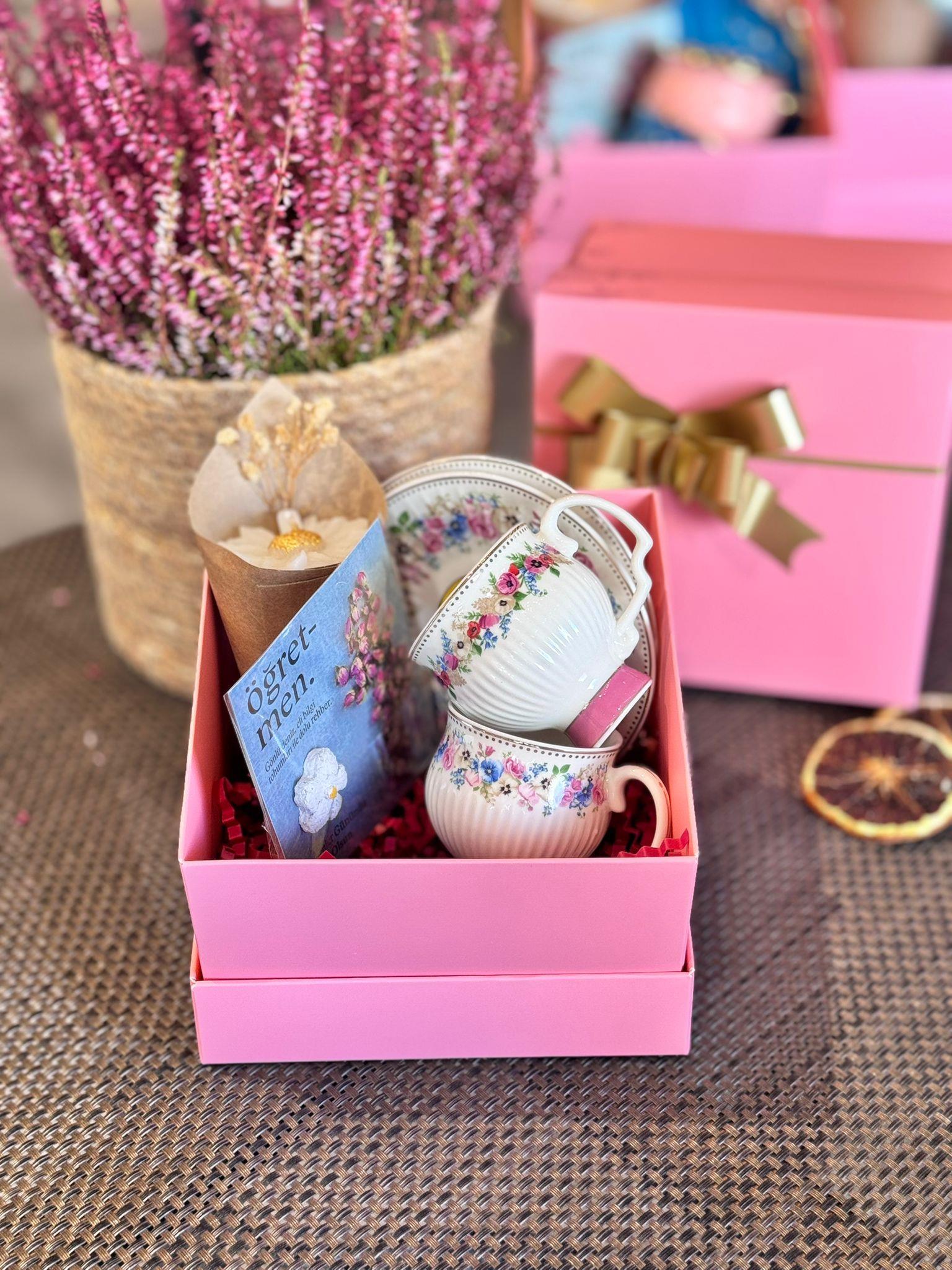 Öğretmenler Günü Özel 2 Kişilik Porselen Kahve Fincanı Takımı - 90 ml