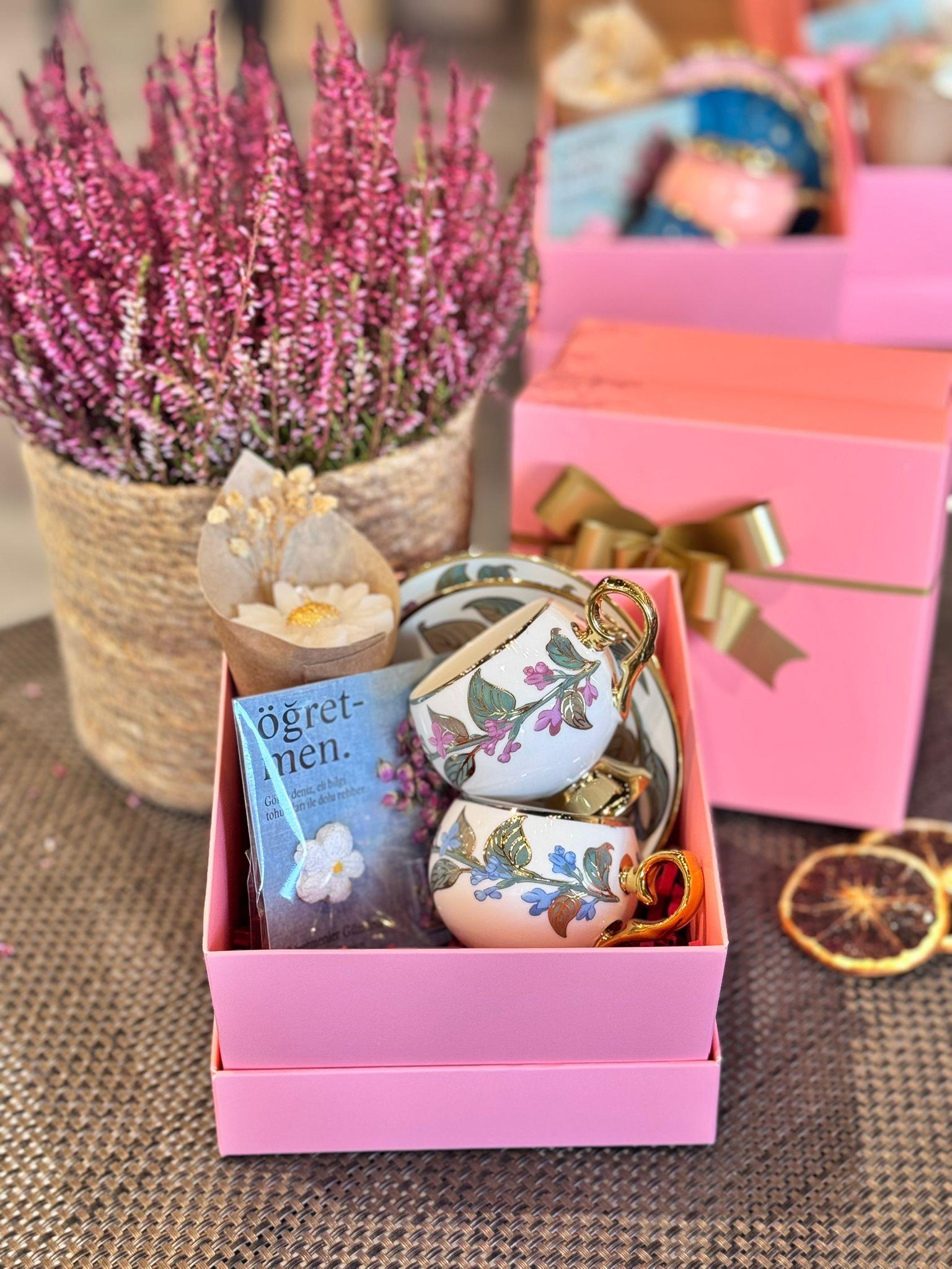 Öğretmenler Günü Özel 2 Kişilik Porselen Kahve Fincanı Takımı - 90 ml