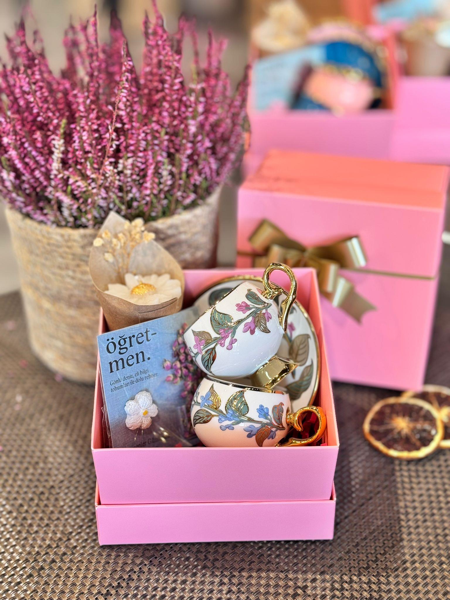 Öğretmenler Günü Özel 2 Kişilik Porselen Kahve Fincanı Takımı - 90 ml