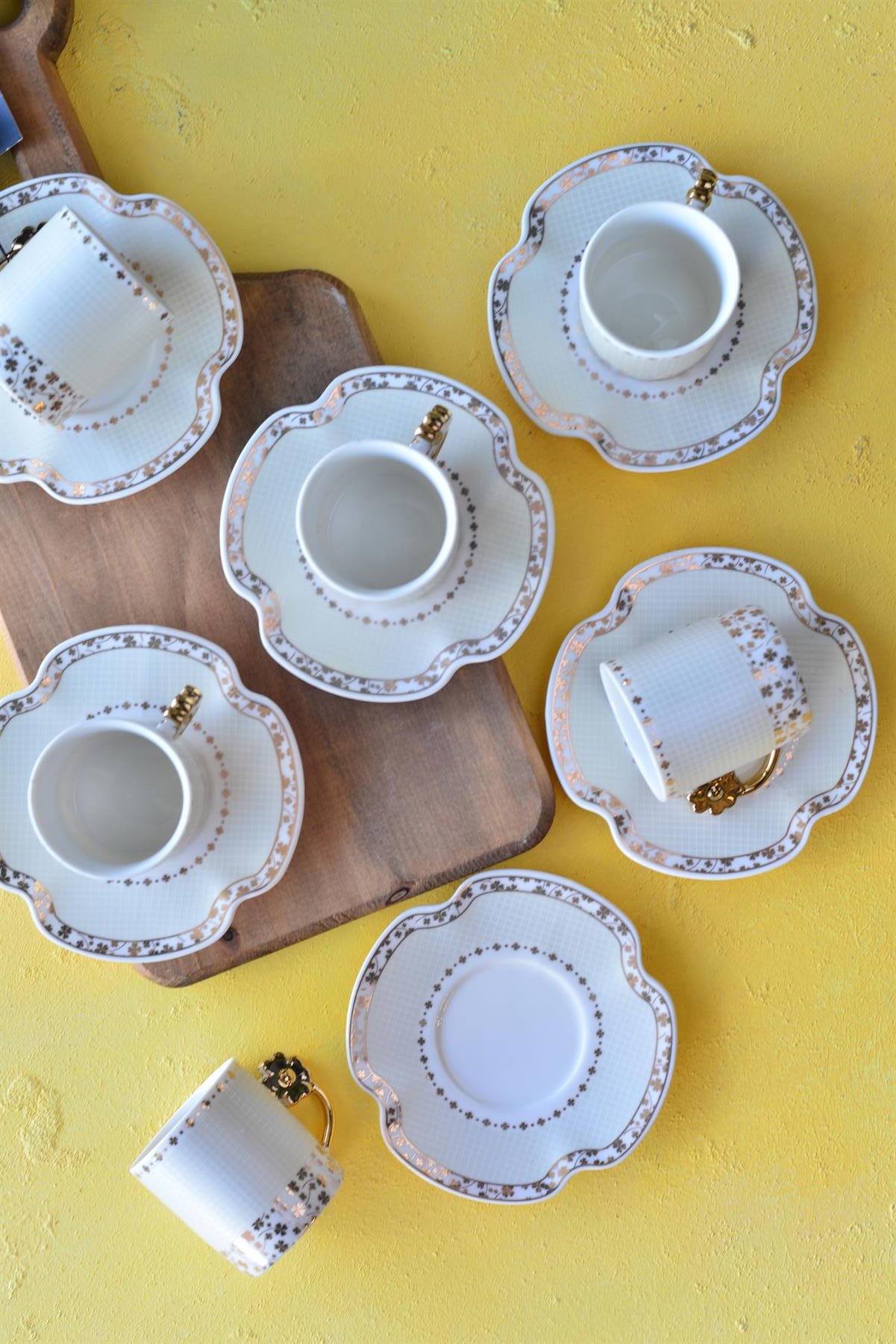 Olivia 6 Kişilik Porselen Türk Kahvesi Fincan Takımı