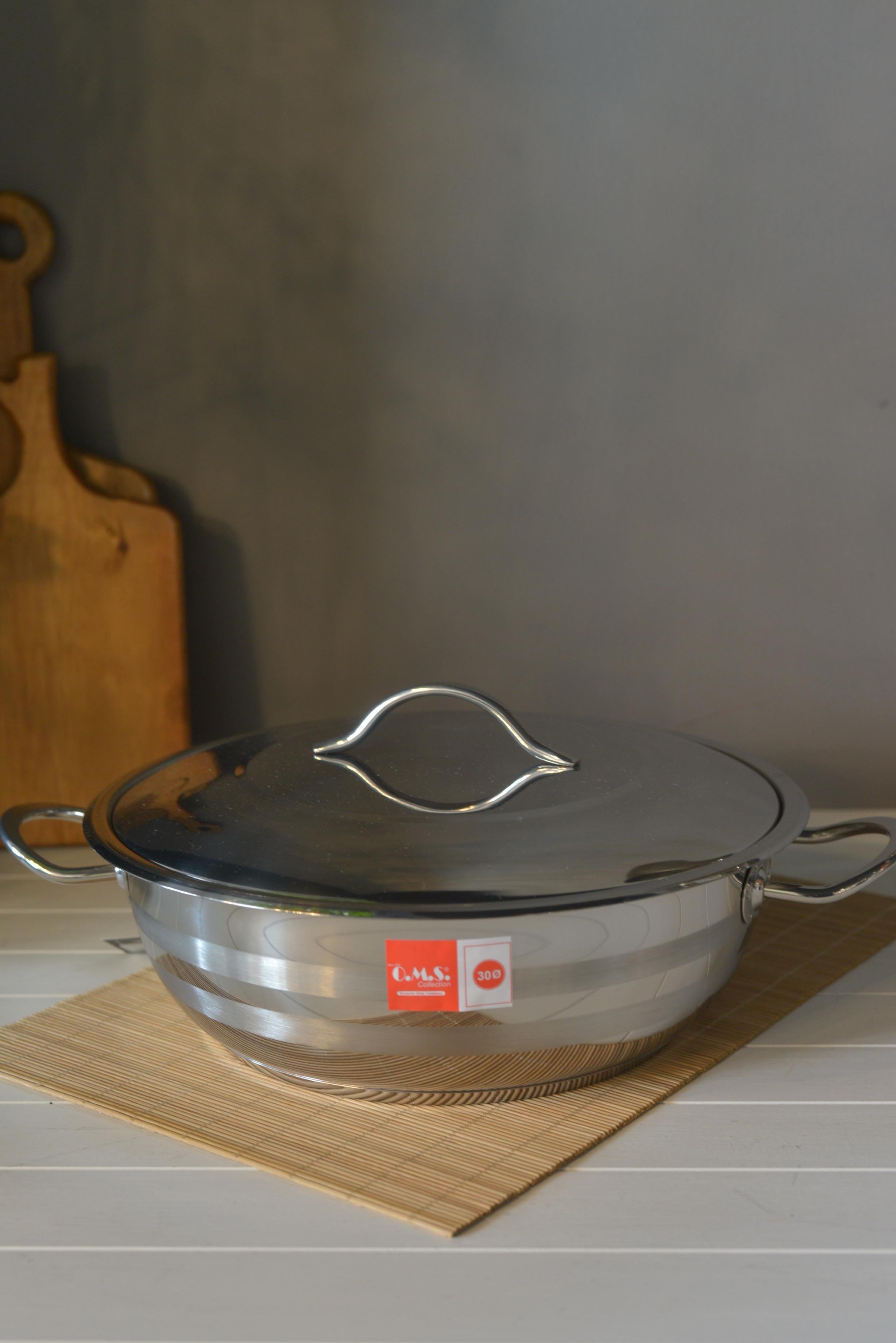 OMS Basık Çelik Tencere - 30 cm