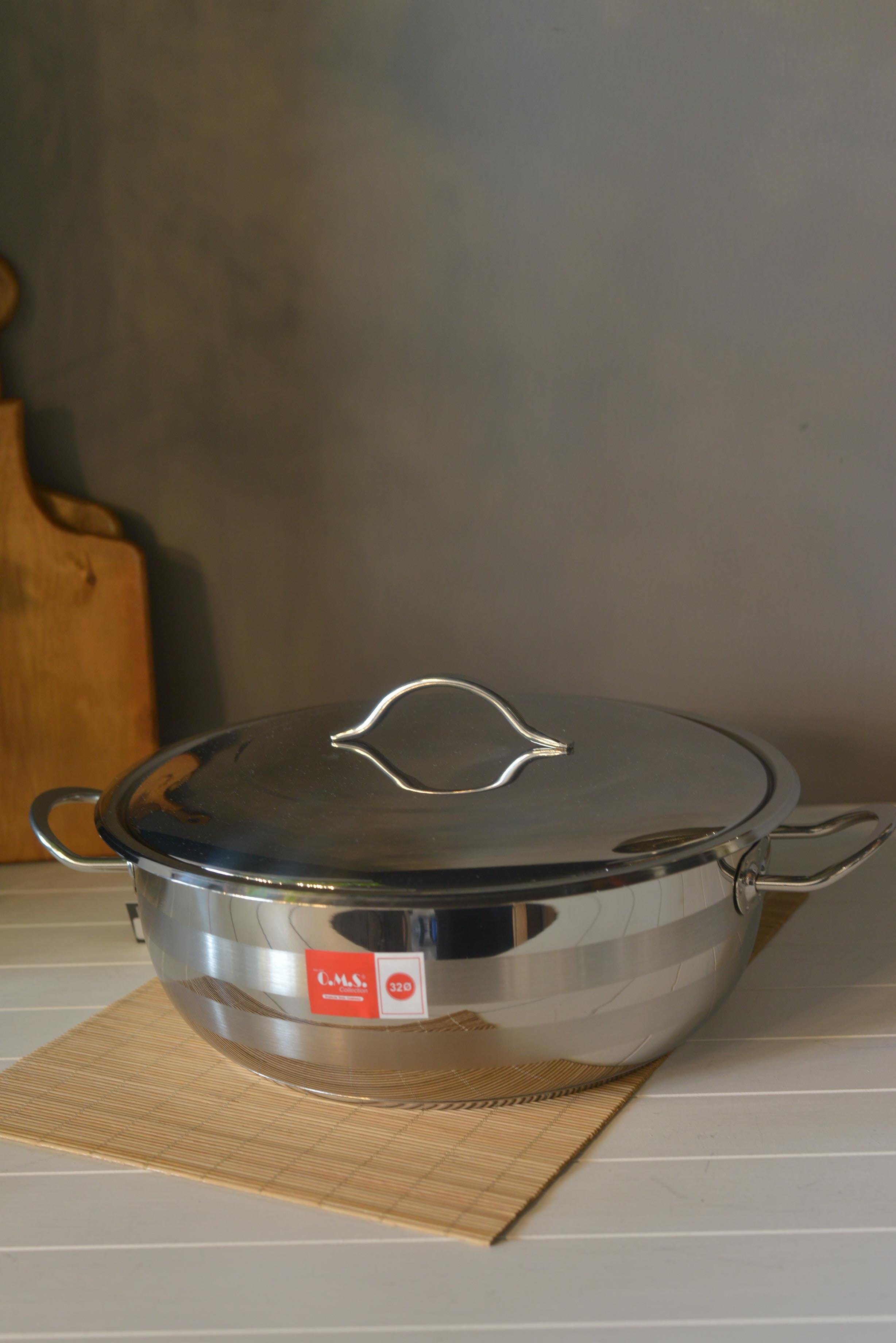 OMS Basık Çelik Tencere - 32 cm