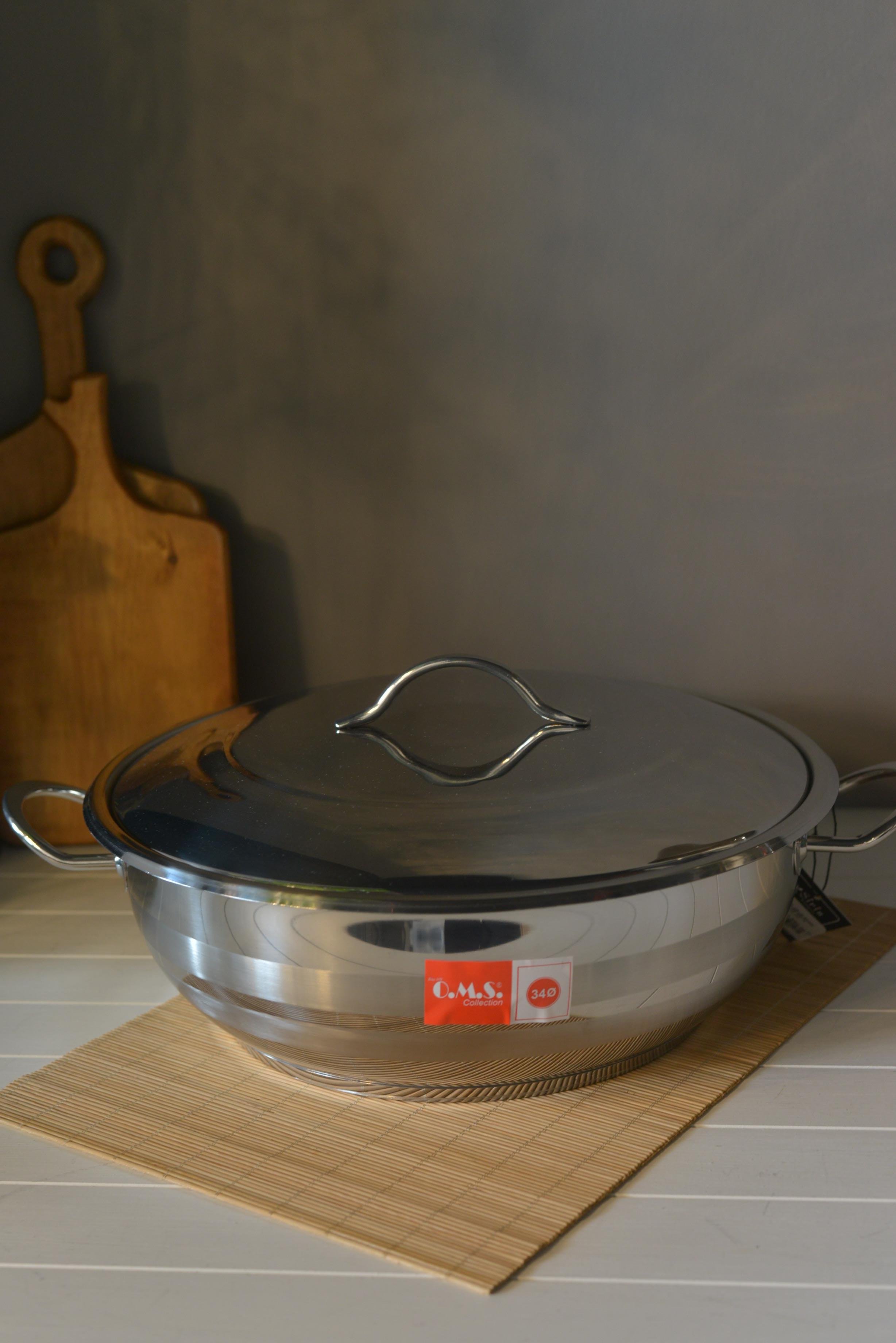 OMS Basık Çelik Tencere - 34 cm