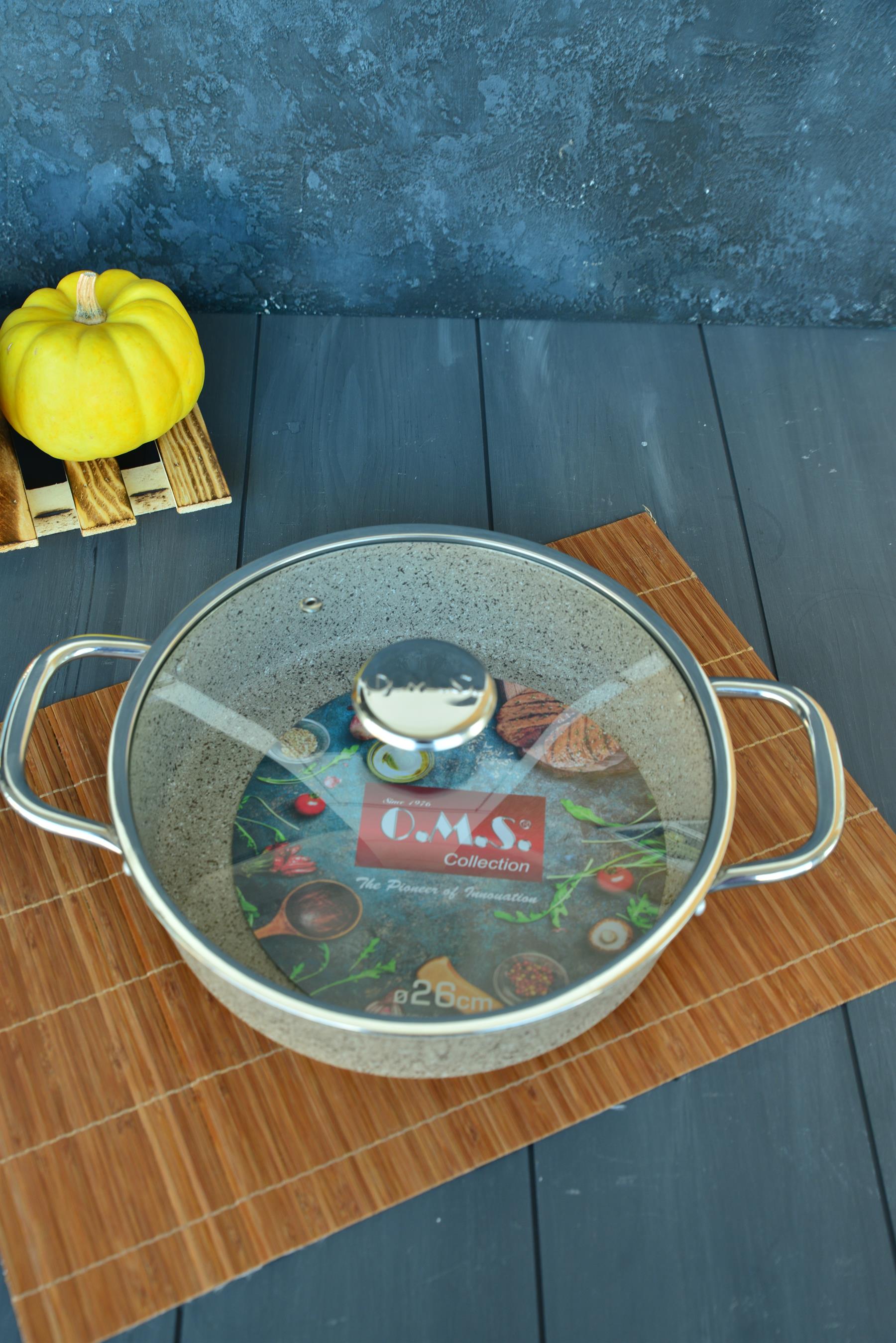 OMS İndüksiyon Tabanlı Granit Basık Tencere 26 cm