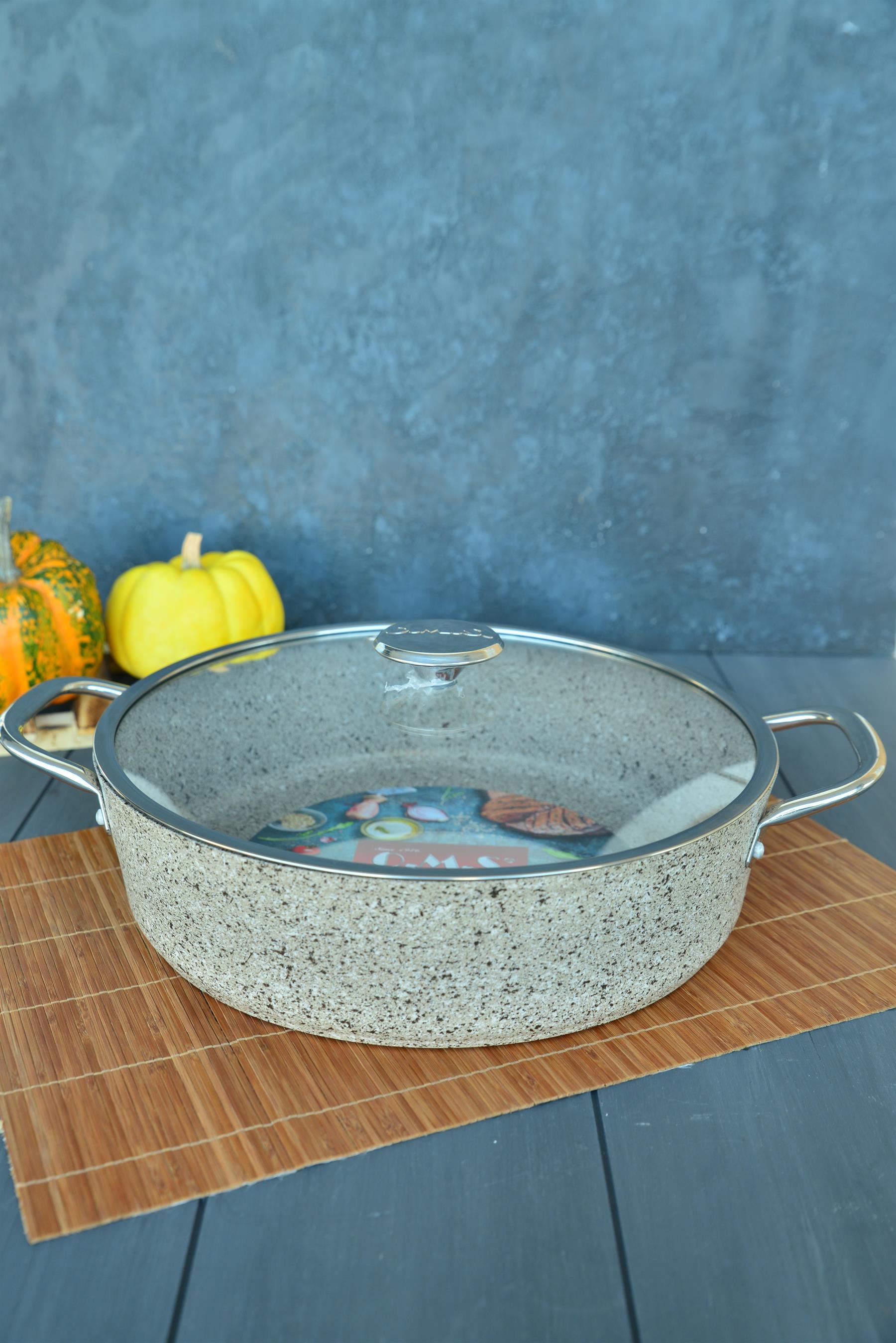 OMS İndüksiyon Tabanlı Granit Basık Tencere 30 cm