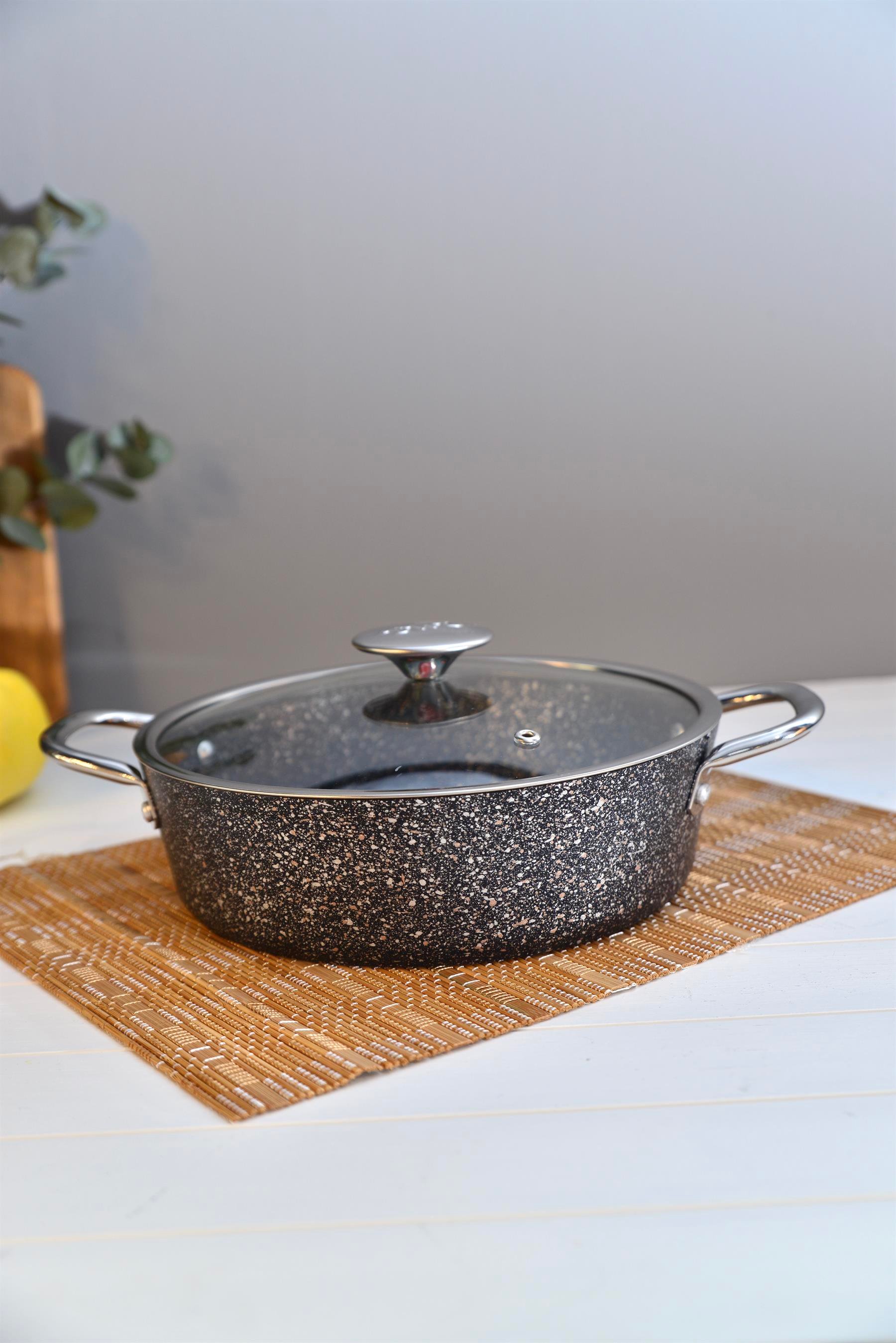 OMS İndüksiyon Tabanlı Granit Basık Tencere 24 cm