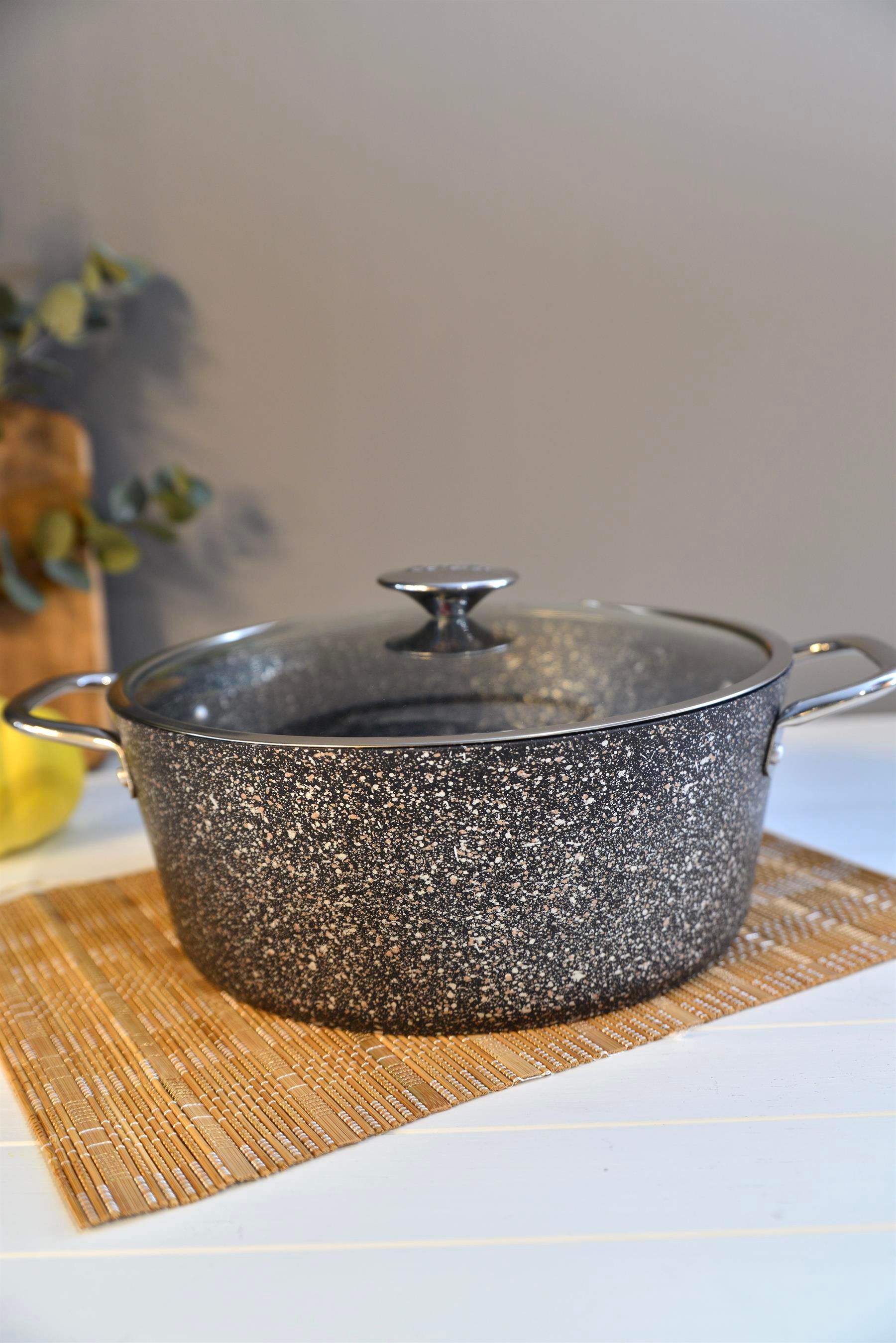 OMS İndüksiyon Tabanlı Granit Derin Tencere 28 cm