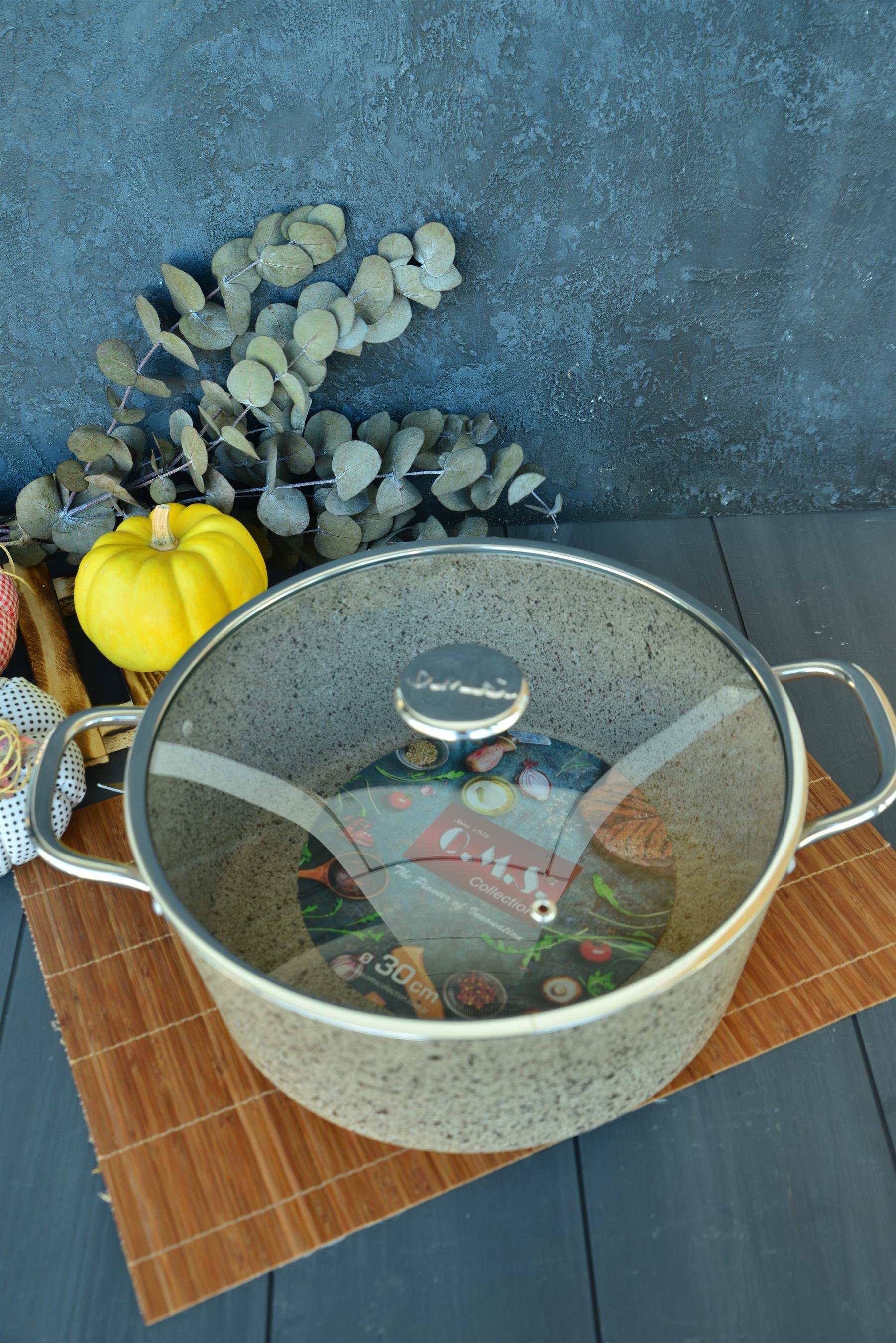 OMS İndüksiyon Tabanlı Granit Derin Tencere 30 cm