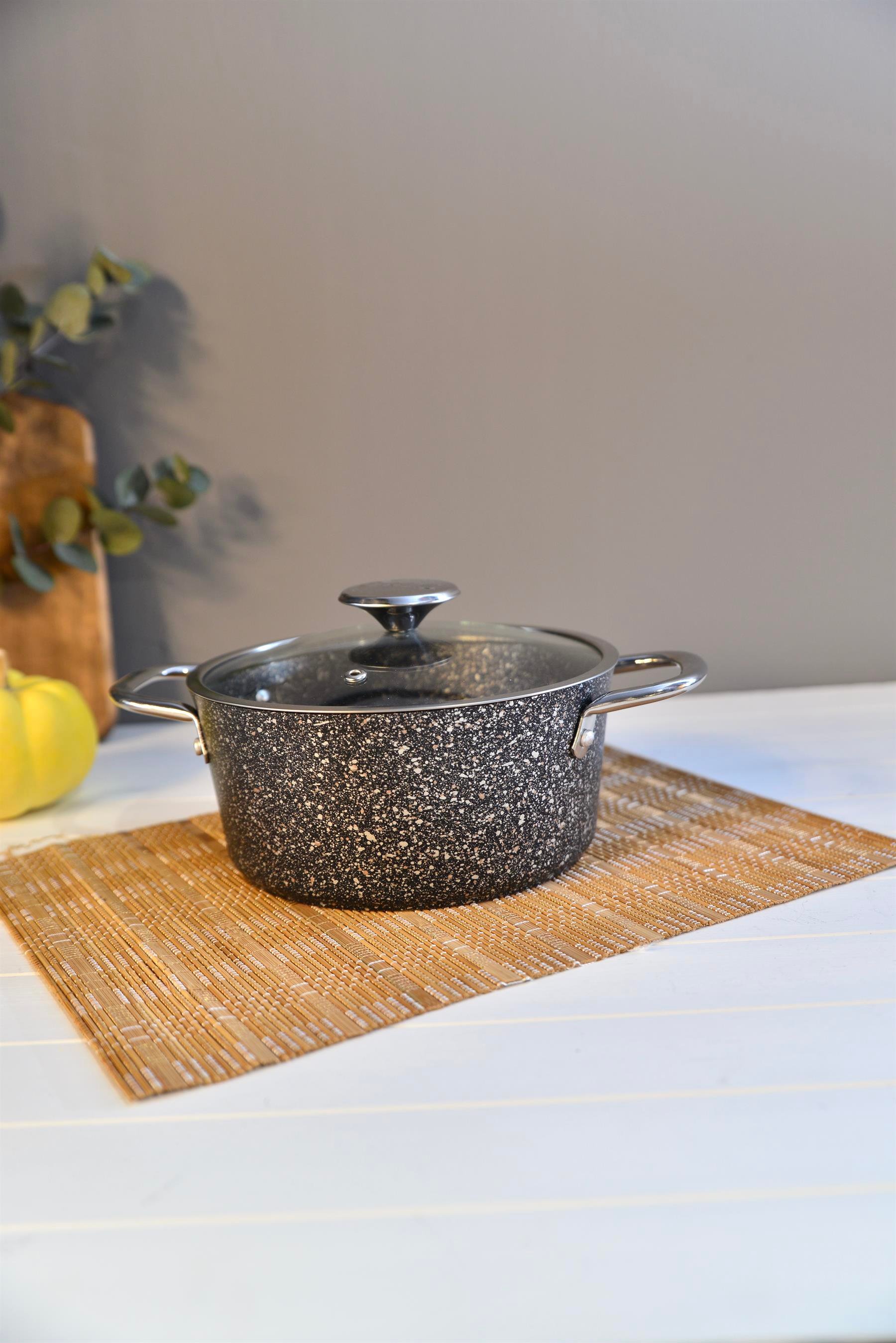 OMS İndüksiyon Tabanlı Granit Derin Tencere 20 cm