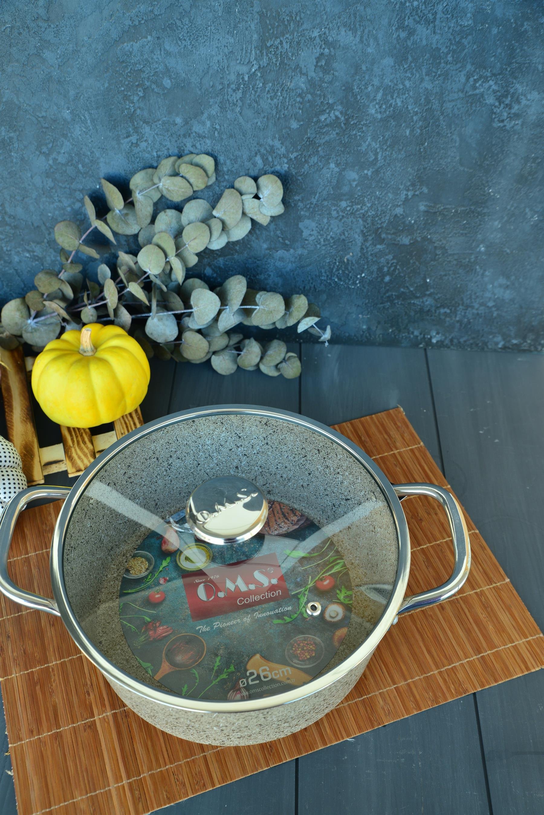 OMS İndüksiyon Tabanlı Granit Derin Tencere 26 cm