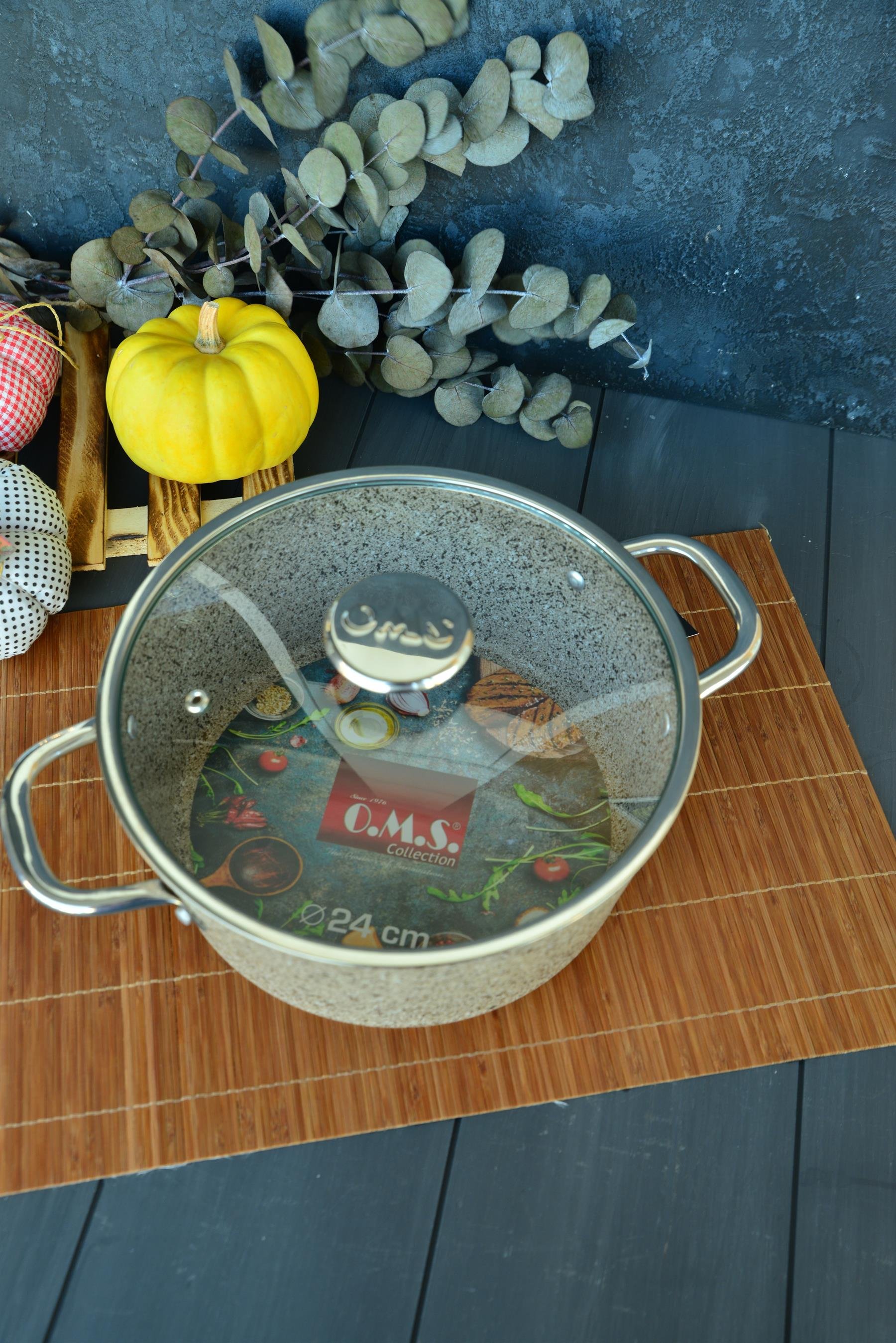 OMS İndüksiyon Tabanlı Granit Derin Tencere 24 cm