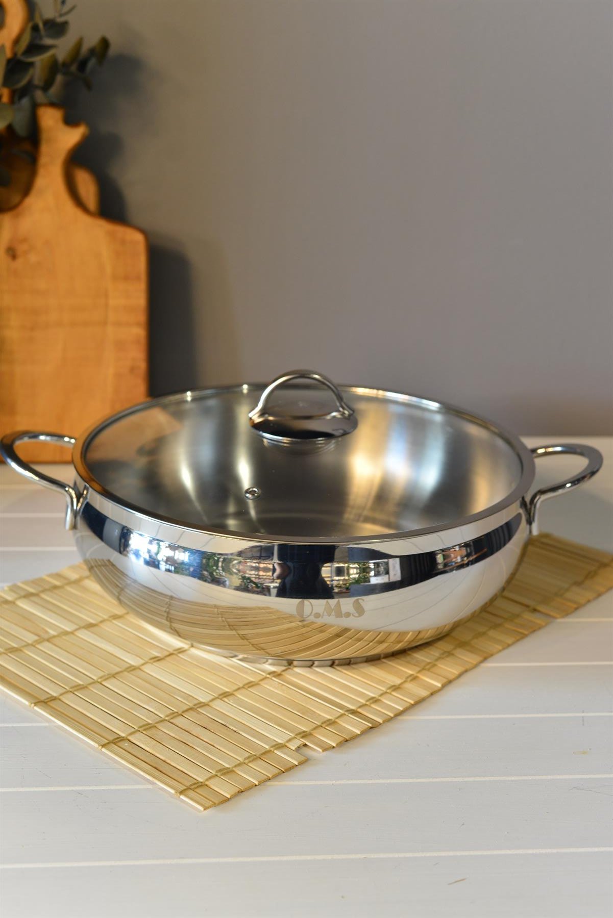 OMS Küre Basık Çelik Tencere - 30 cm