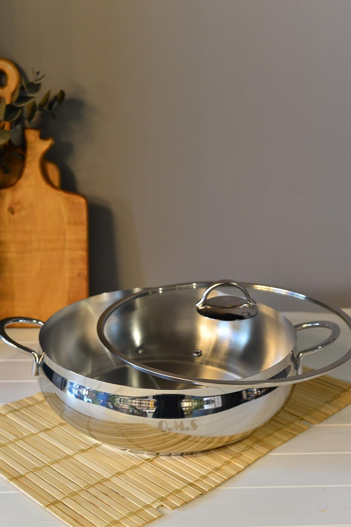 OMS Küre Basık Çelik Tencere - 30 cm