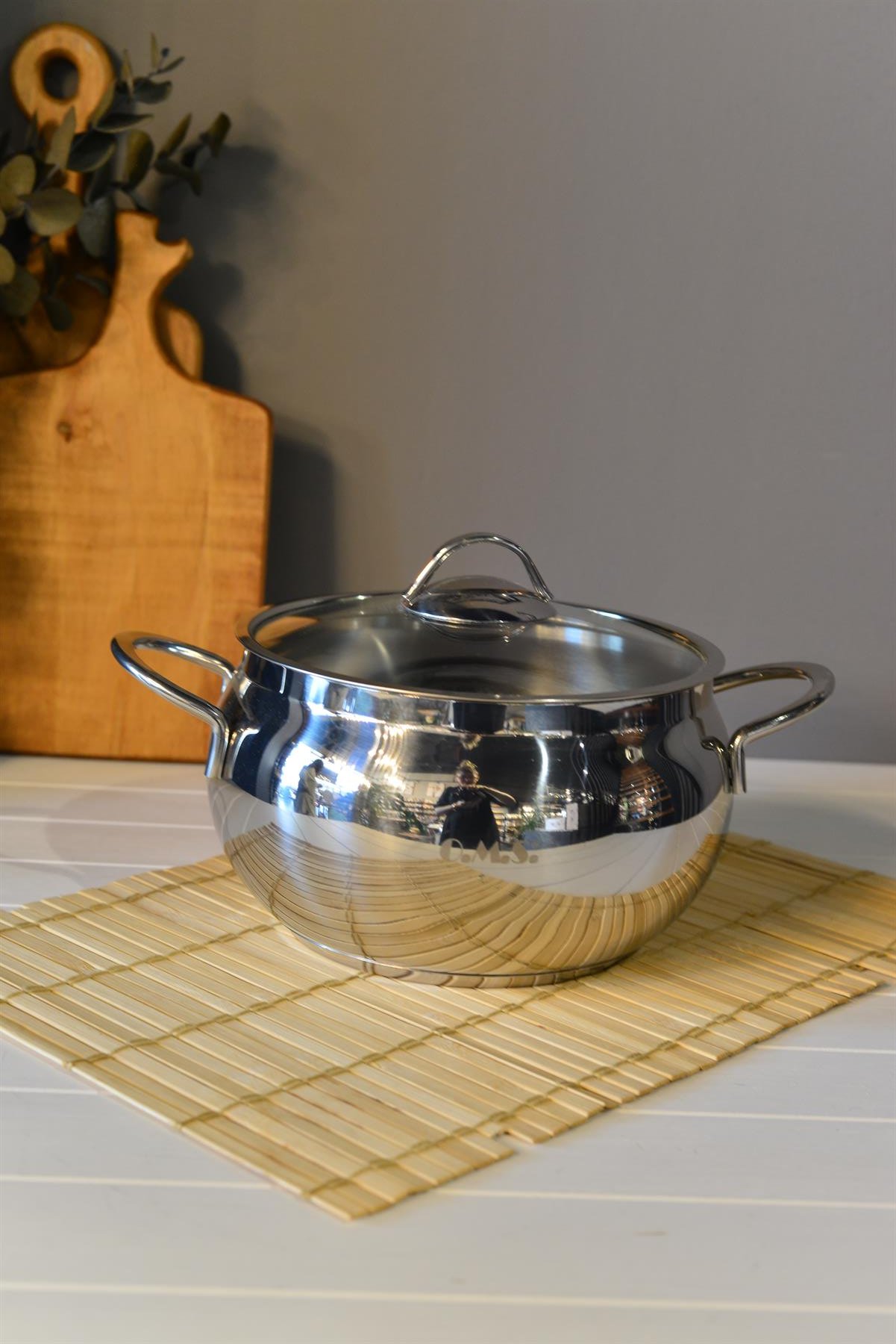 OMS Küre Derin Çelik Tencere - 18 cm