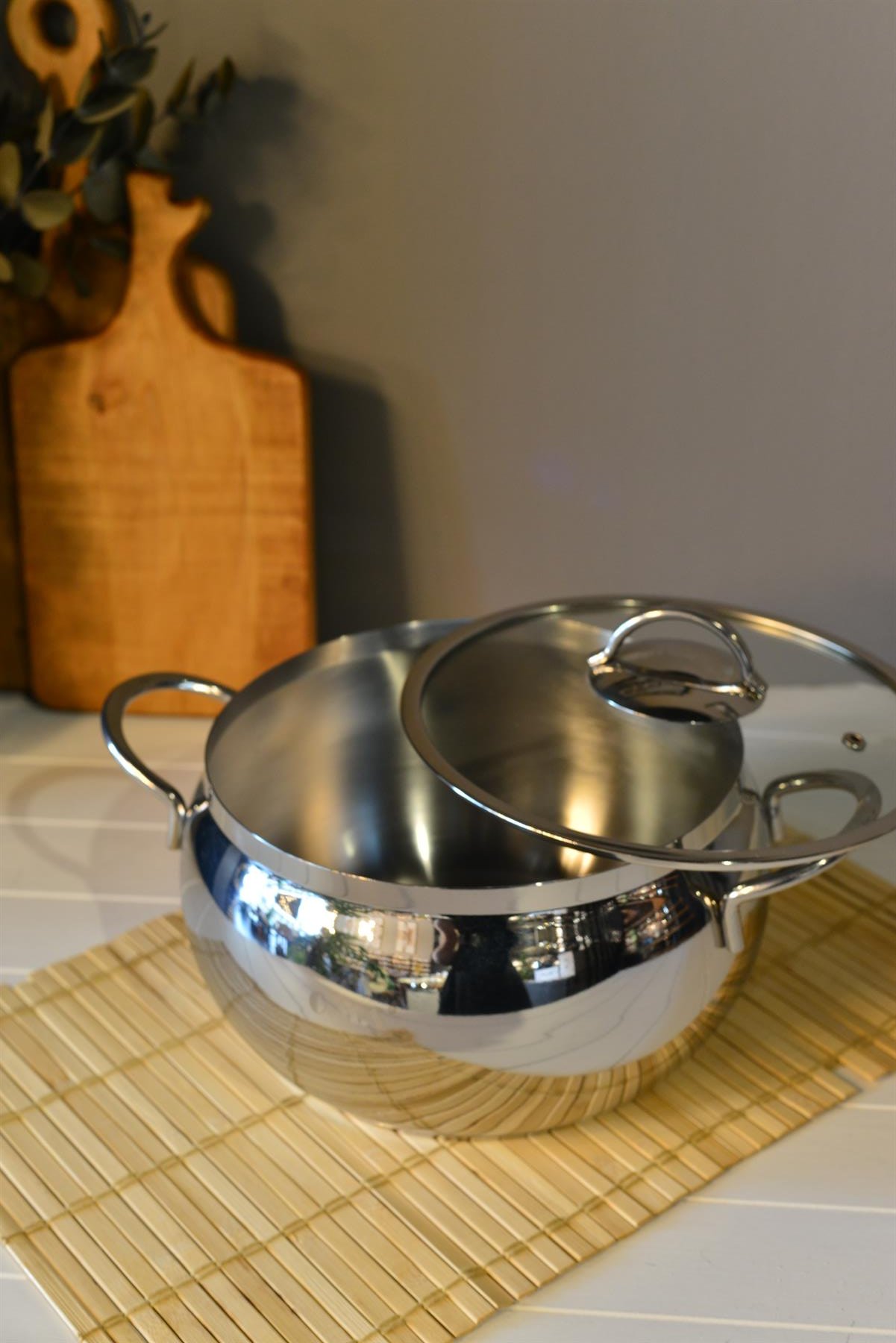 OMS Küre Derin Çelik Tencere - 20 cm