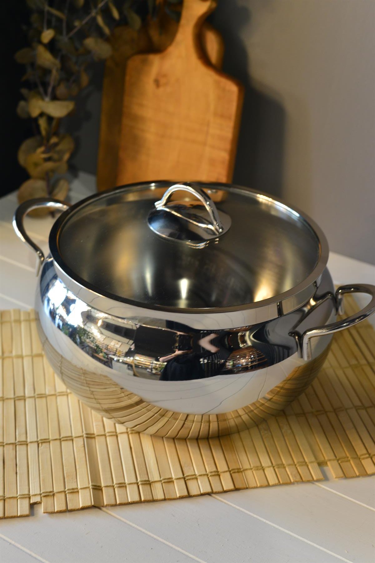 OMS Küre Derin Çelik Tencere - 22 cm